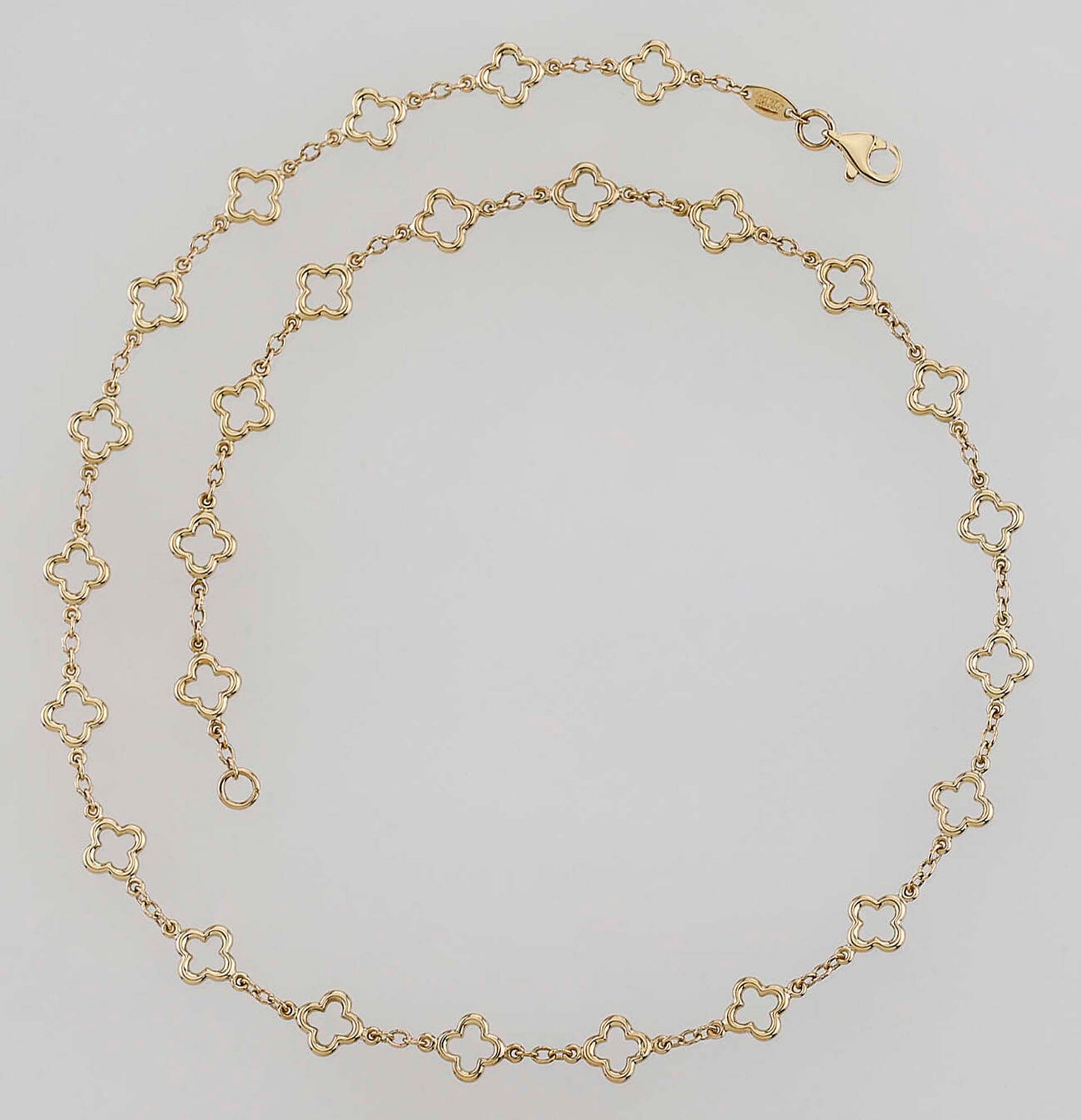 14K Yellow Gold Open Clover Link Necklace