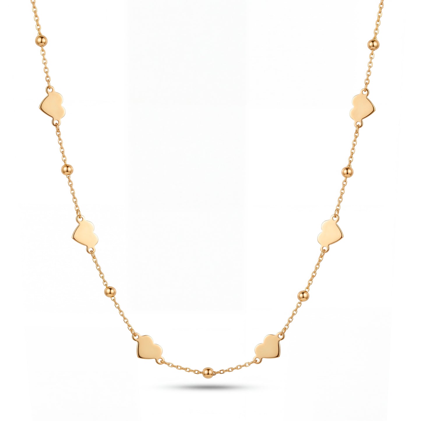 14K Yellow Gold Hearts and Beads By The Yard Necklace