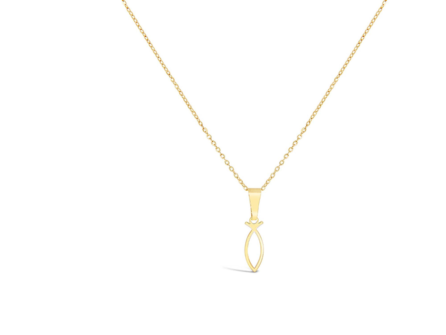 14K Yellow Gold Open Fish Necklace