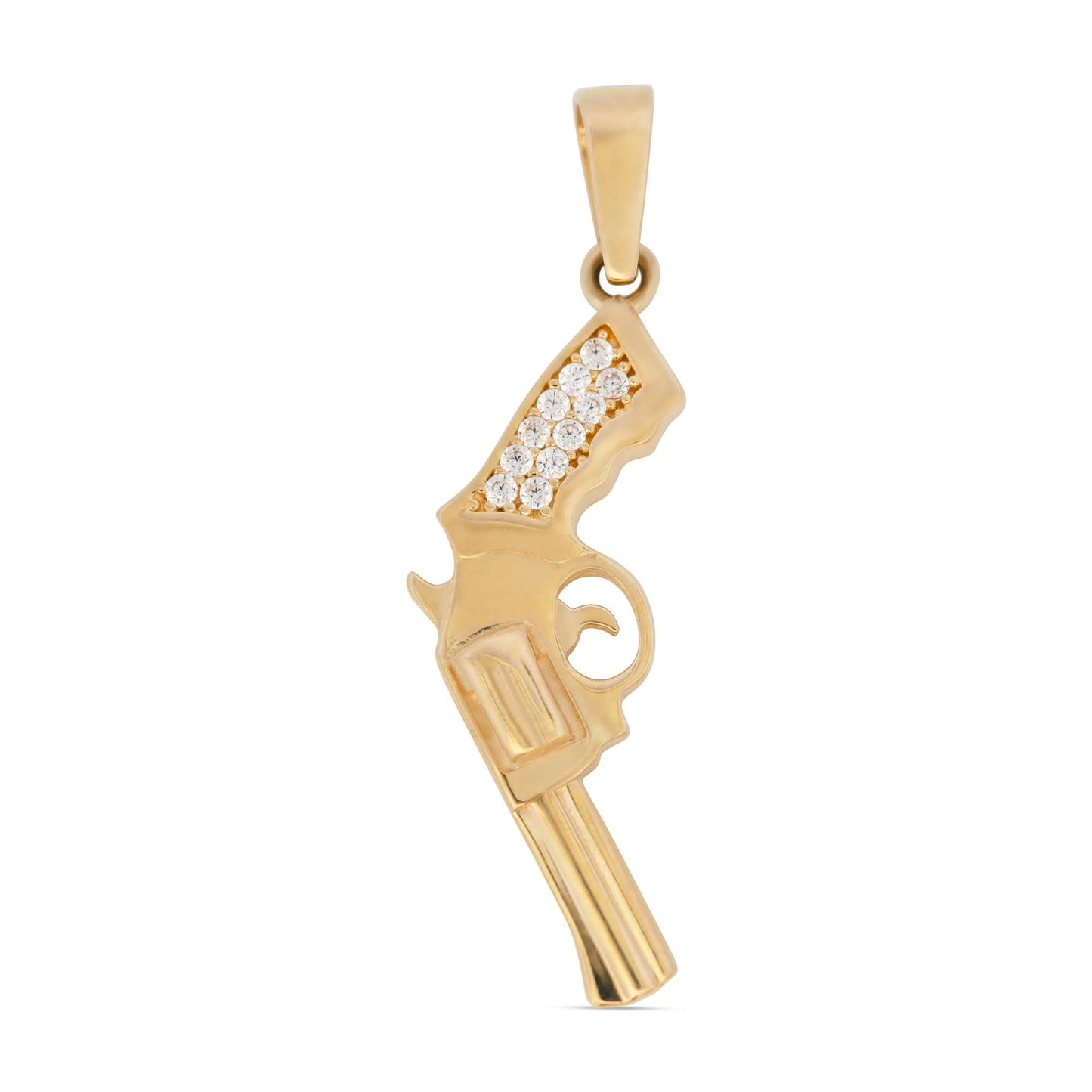 14K Yellow Gold Dangling Gun with CZ Accent's Men's Pendant