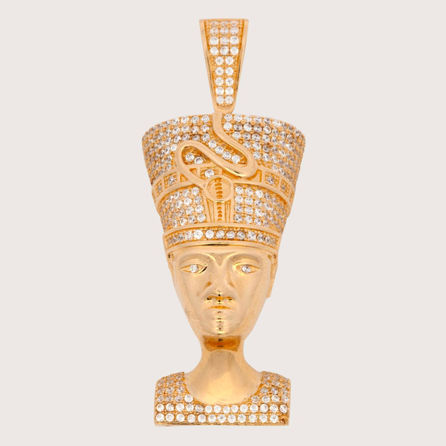 14K Yellow Gold Nefertiti CZ Men's Pendant