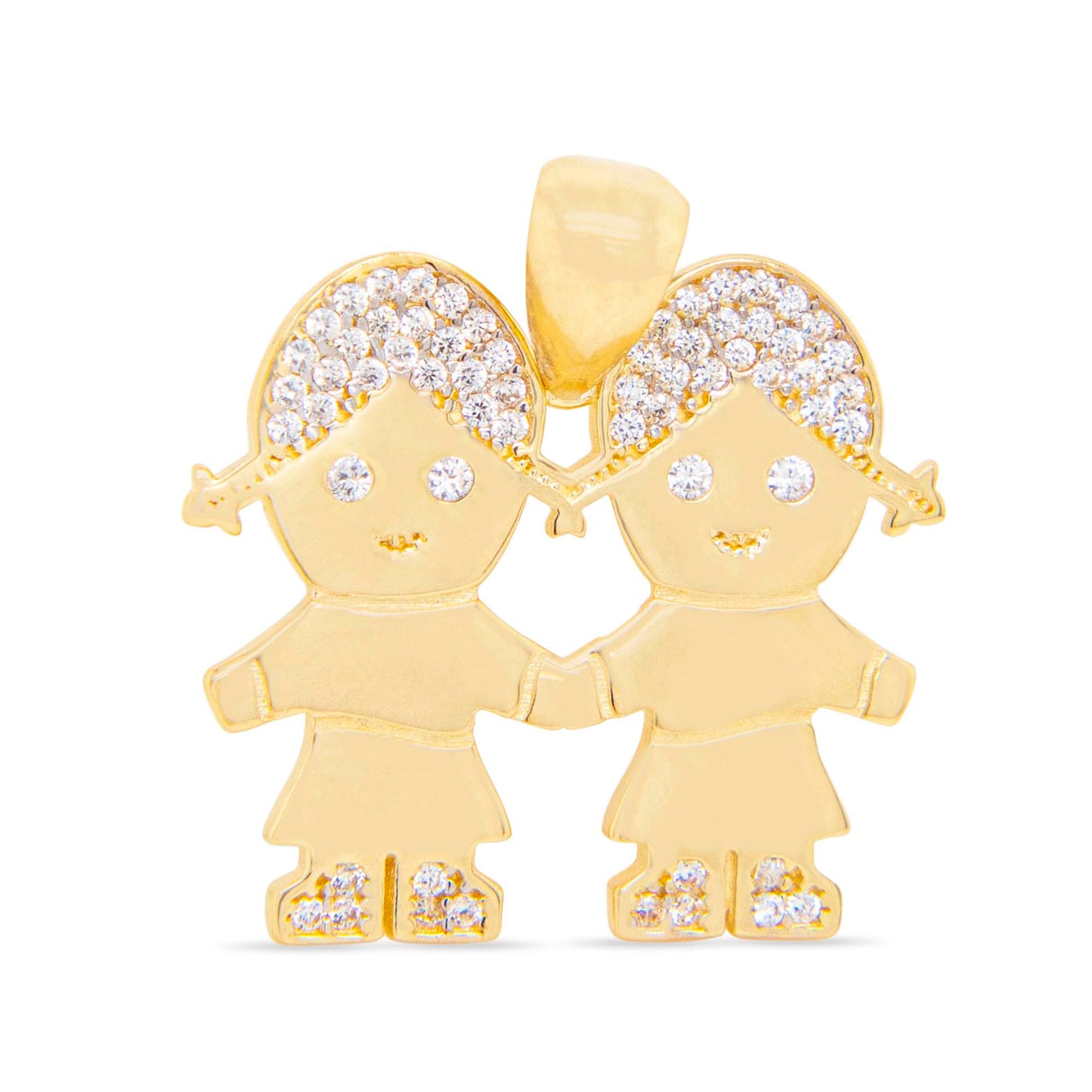 14k Yellow Gold Twins Girl Pendant