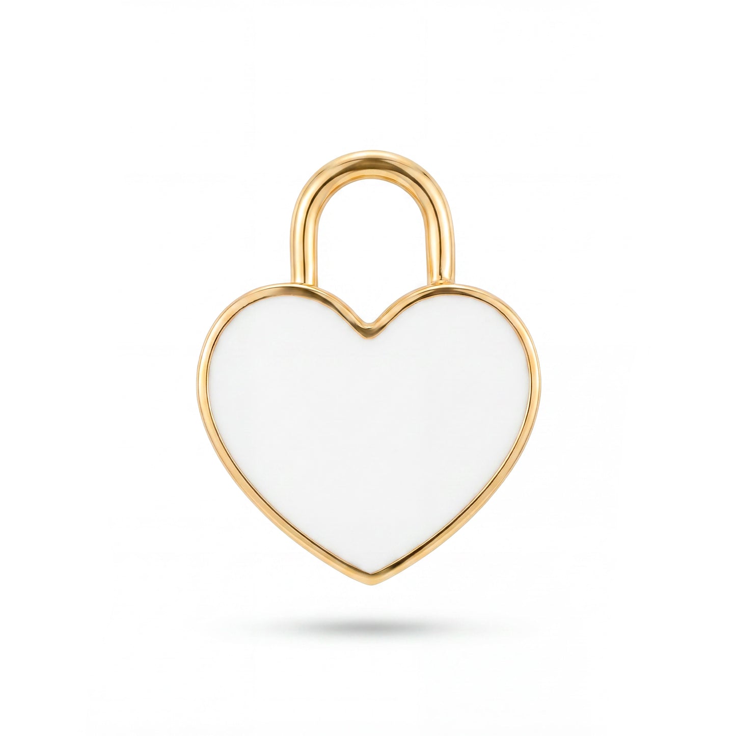 14k Yellow Gold White Heart Pendant
