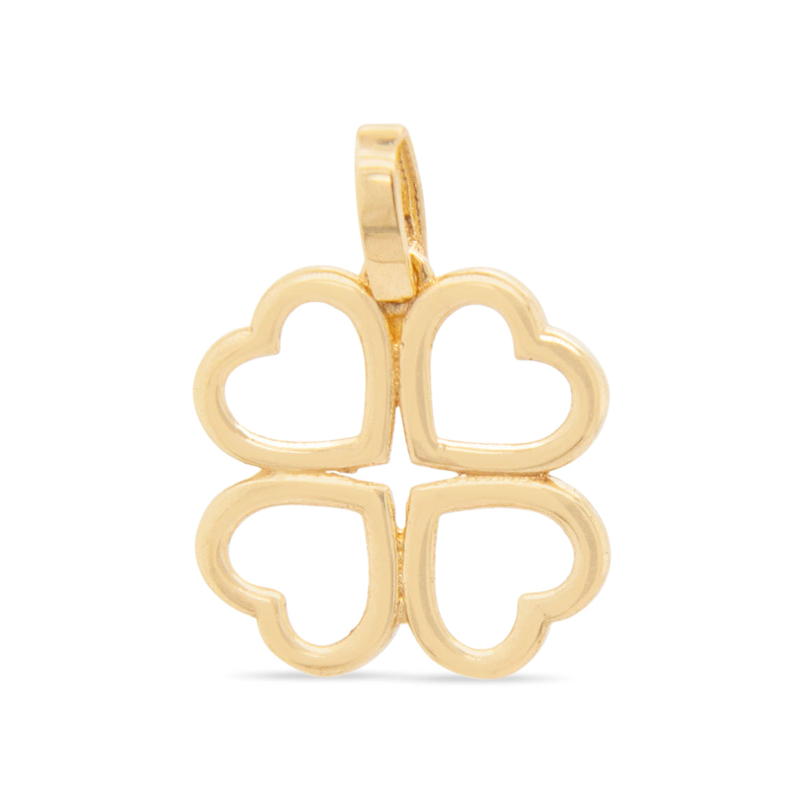 14k Yellow Gold 4 Hearts Flower Pendant