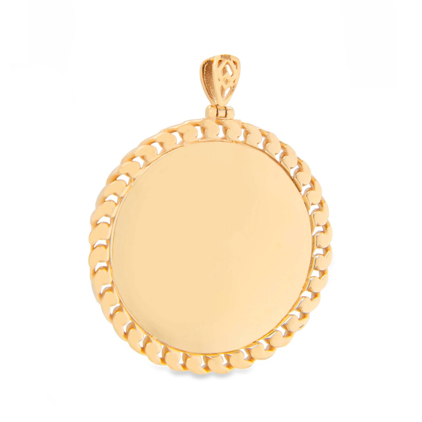 14K Yellow Gold Extra Large Round Chained Picture Men's Pendant