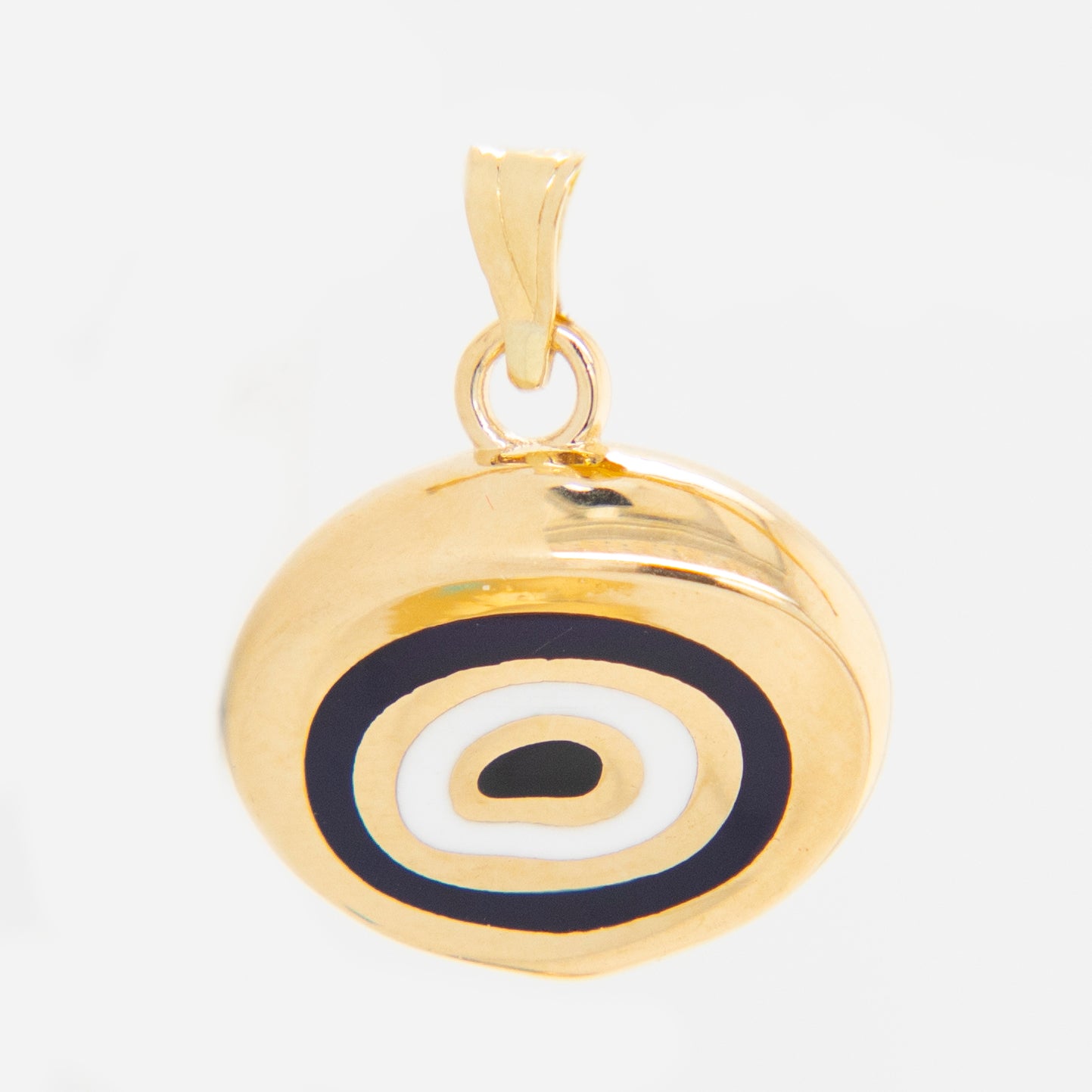14k Yellow Gold Evil Eye Oval Pendant