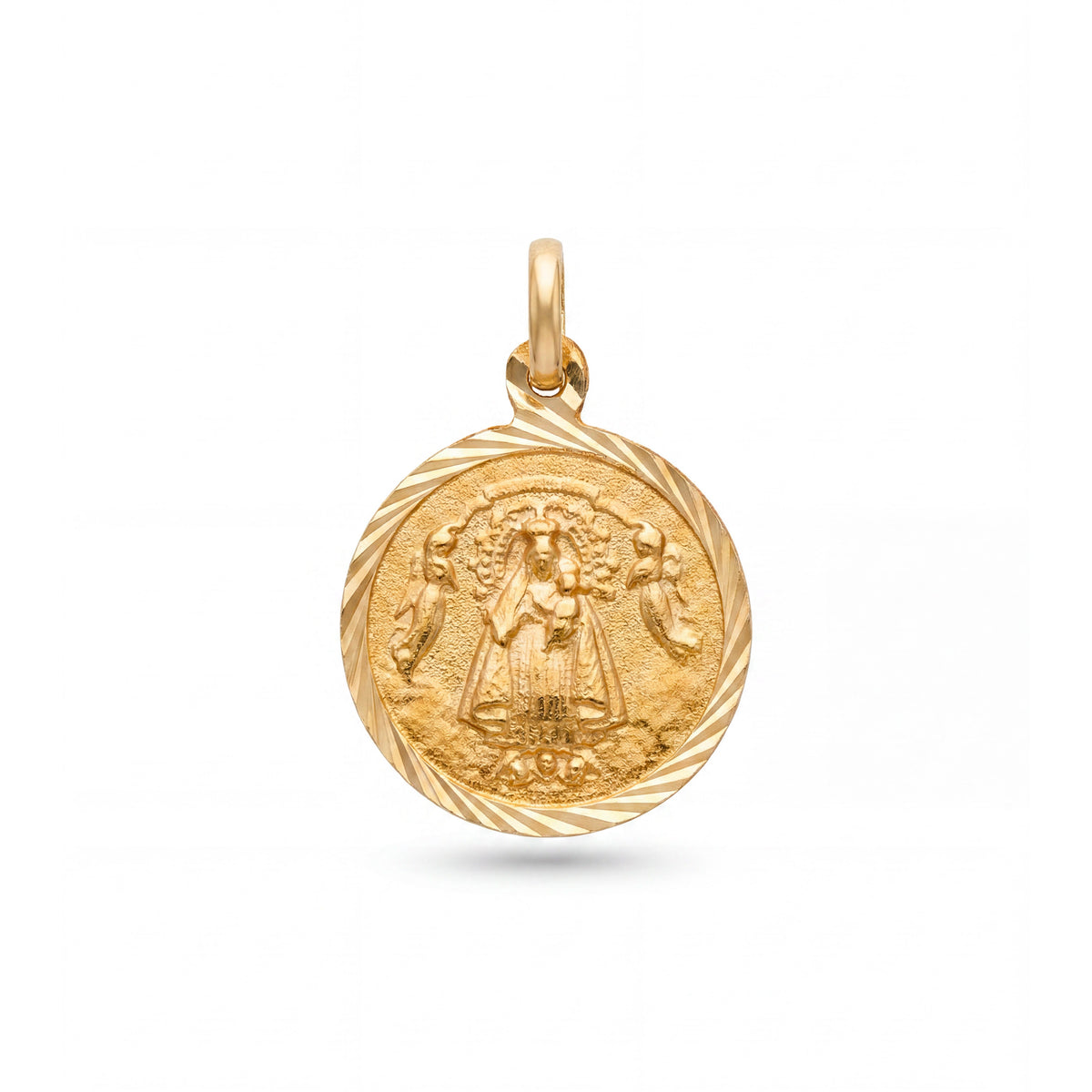 14k Yellow Gold Virgin Mary Medal Pendant- 20mm