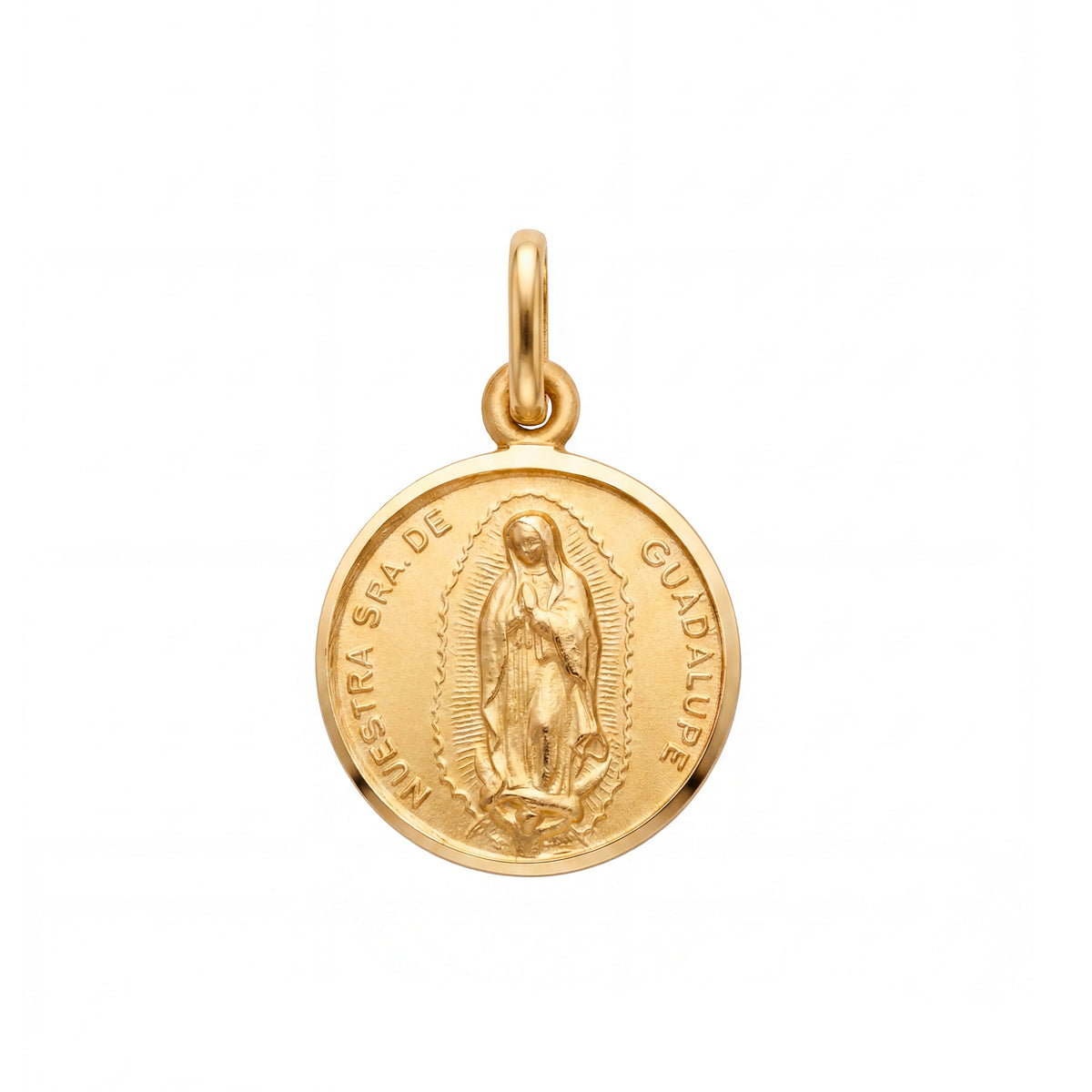 14k Yellow Gold Guadalupe Medal Pendant- 23mm
