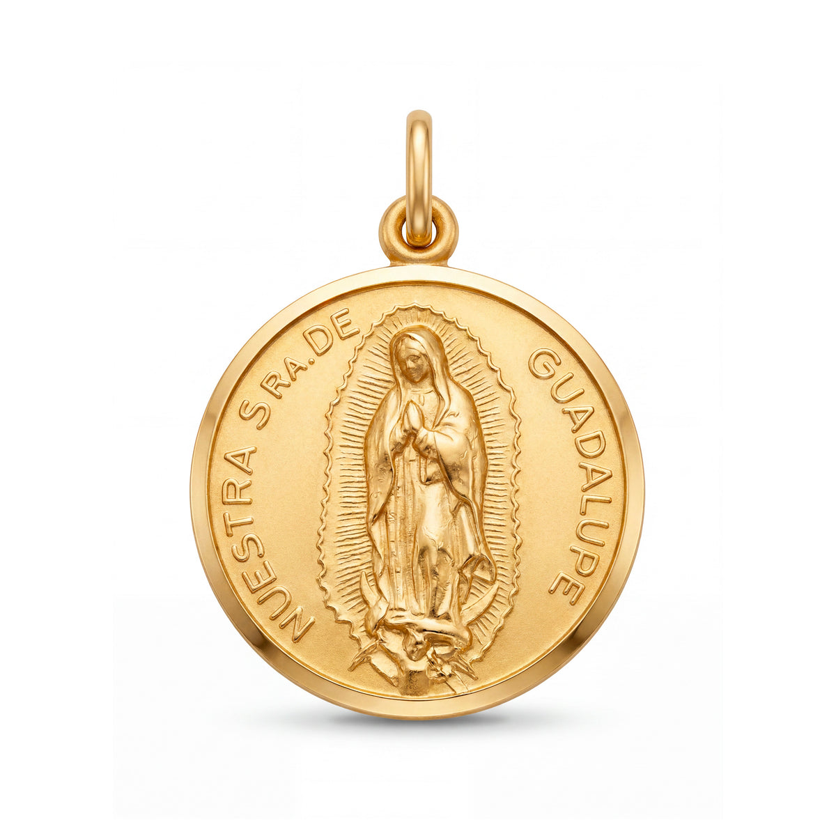 14k Yellow Gold Guadalupe Medal Pendant- 30mm