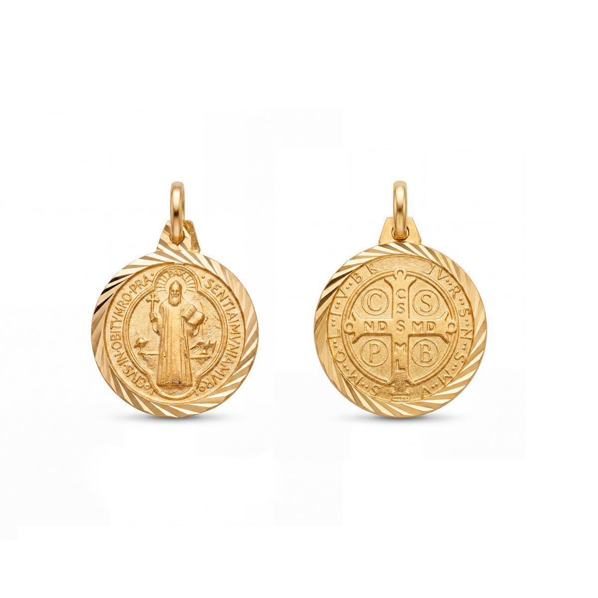 14k Yellow Gold St. Benito Medal Pendant- 20mm
