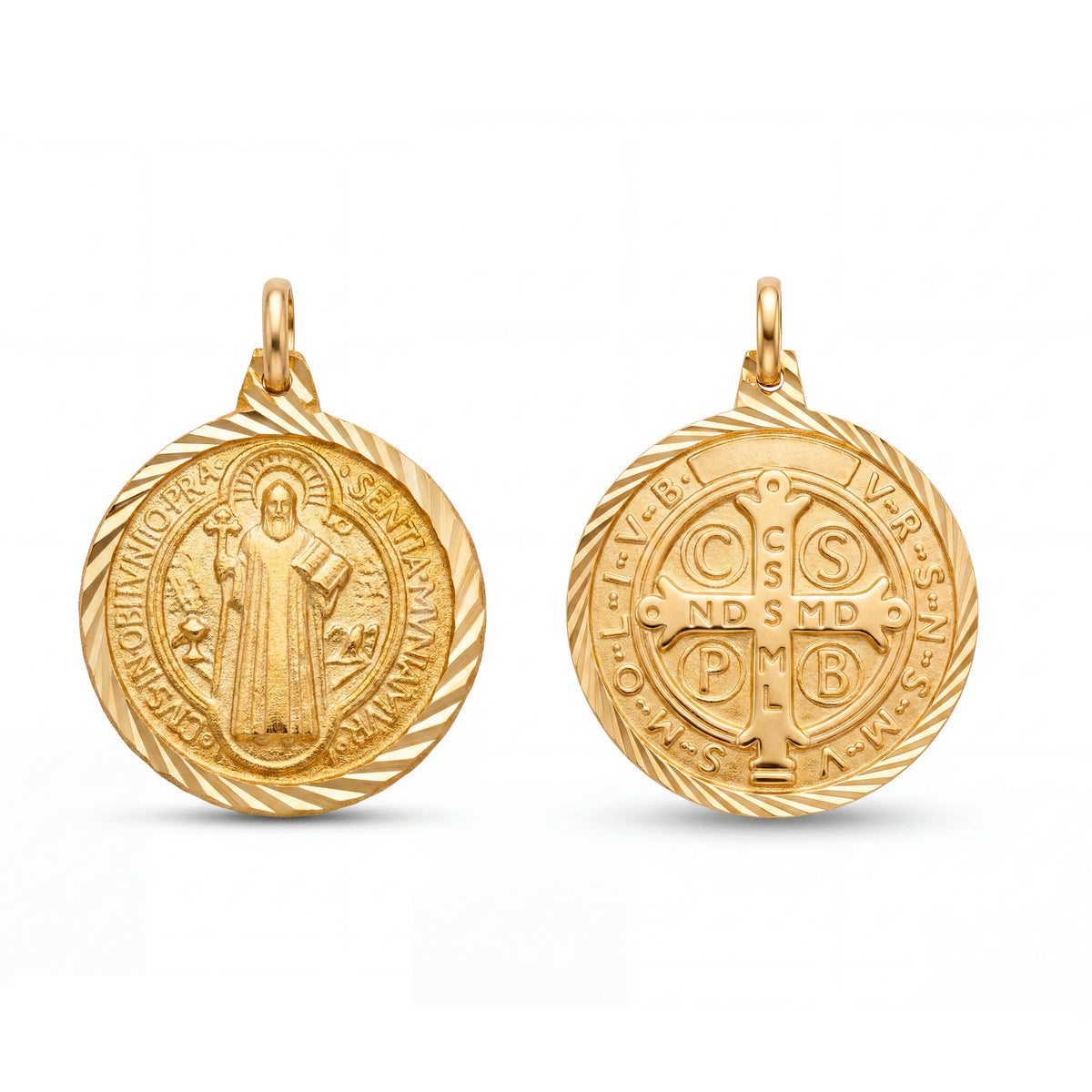 14k Yellow Gold St. Benito Medal Pendant- 24mm