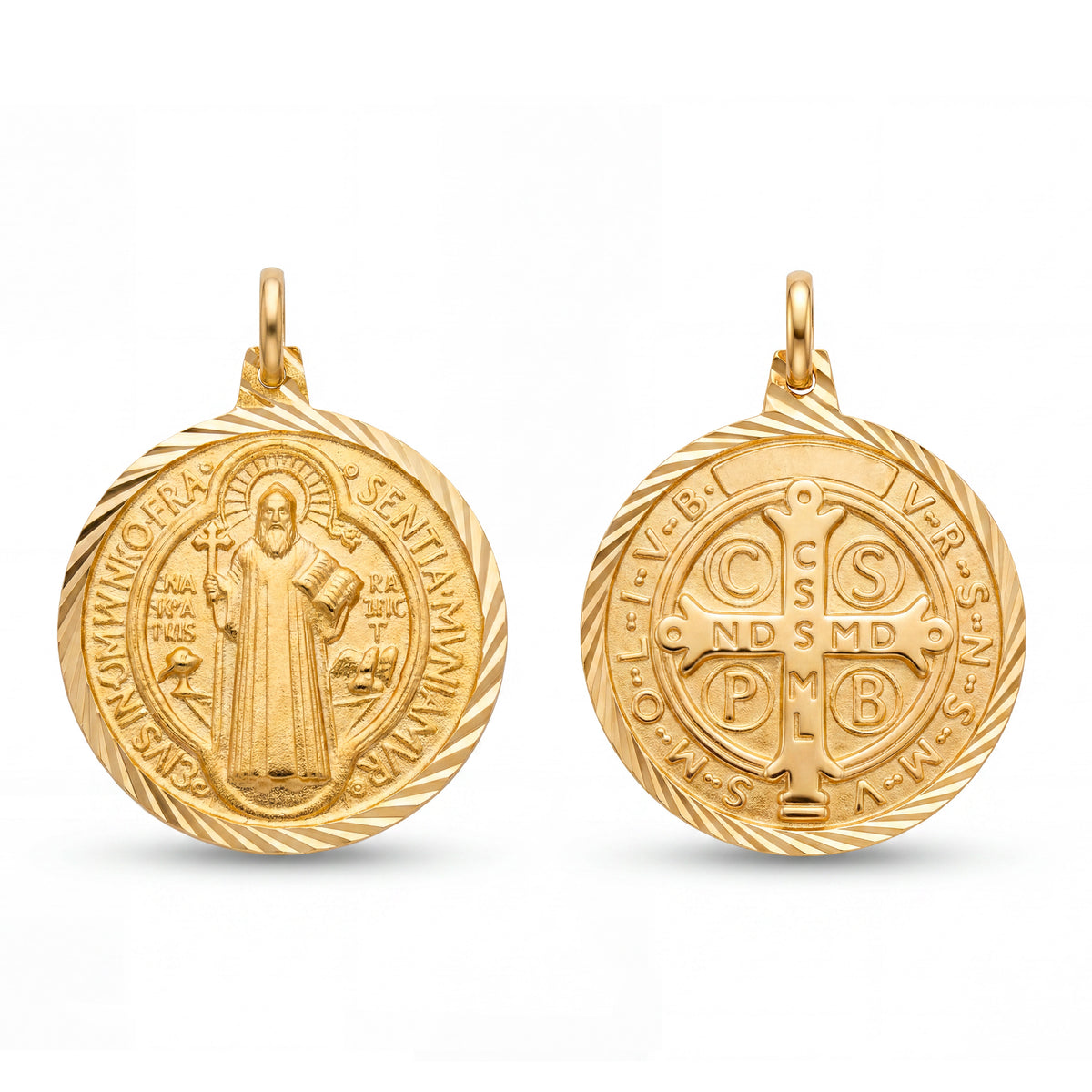 14k Yellow Gold St. Benito Medal Pendant- 27mm