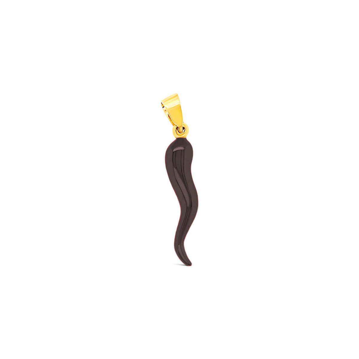 14k Yellow Gold Black Italian Horn Pendant