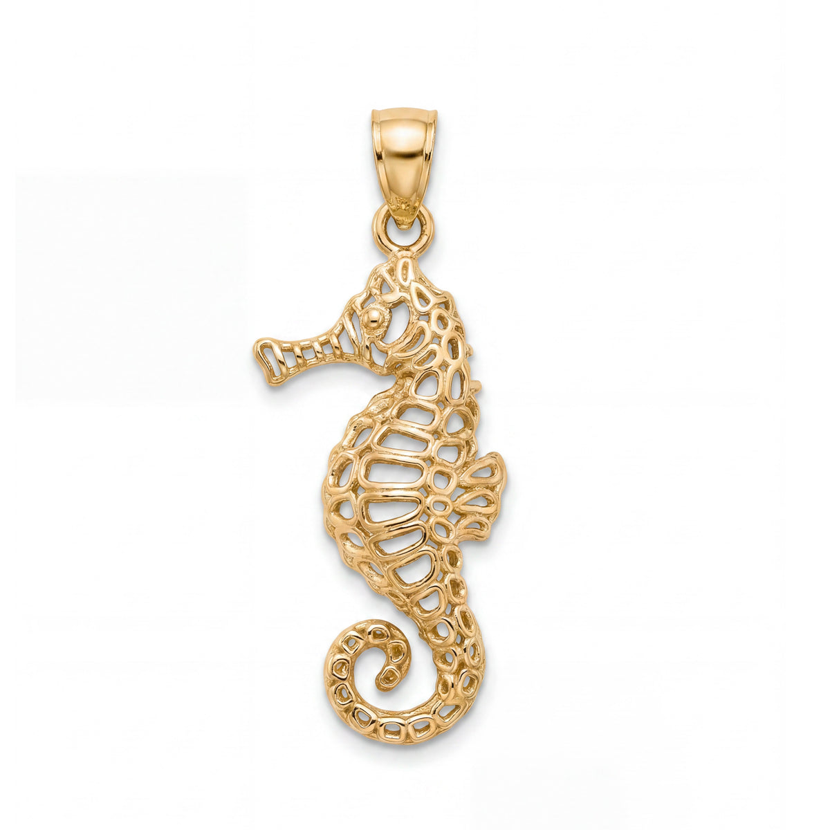 14k Yellow Gold Filigree Seahorse Pendant