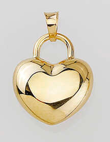 14k Yellow Gold Puffed Heart Pendant