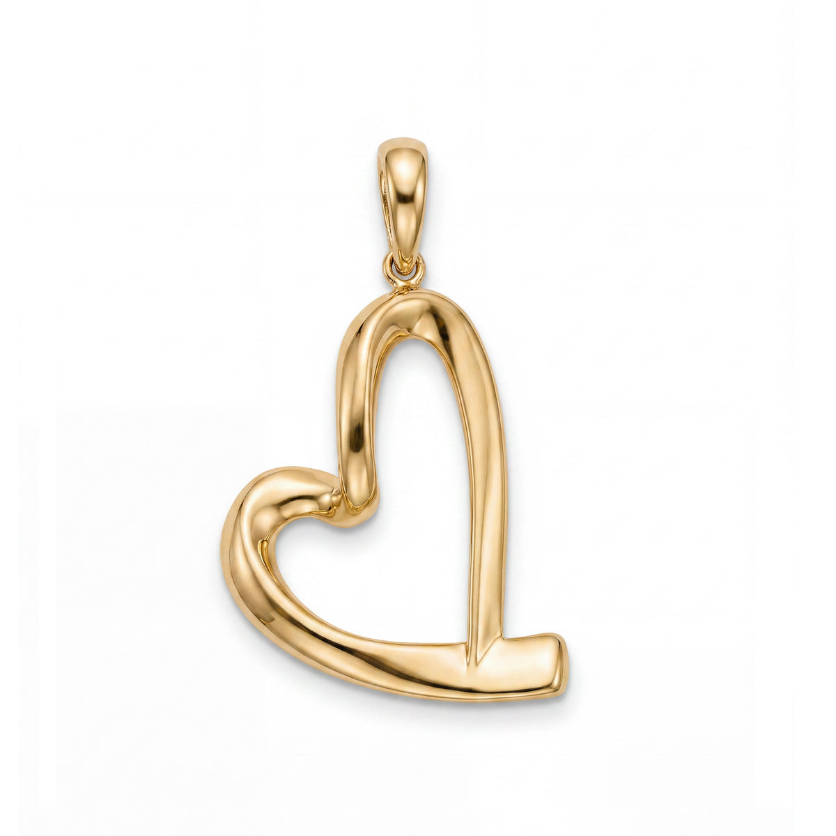 14k Yellow Gold Open Heart Pendant- 51mm