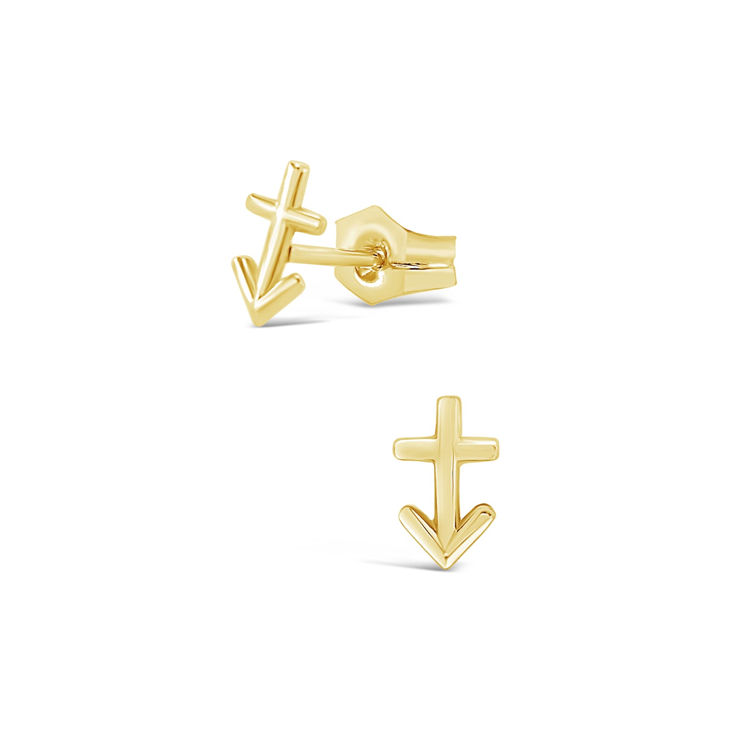 14K Yellow Gold Polished Saggitarius Horoscope Stud Pushback Earrings