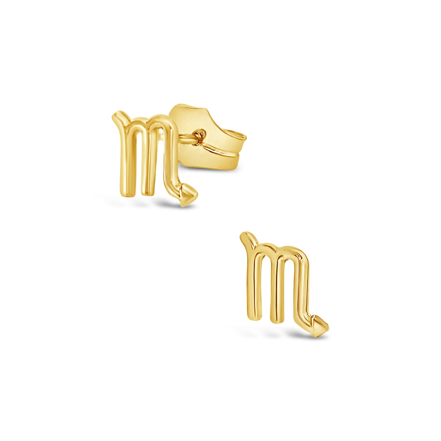 14K Yellow Gold Polished Scorpio Horoscope Stud Pushback Earrings