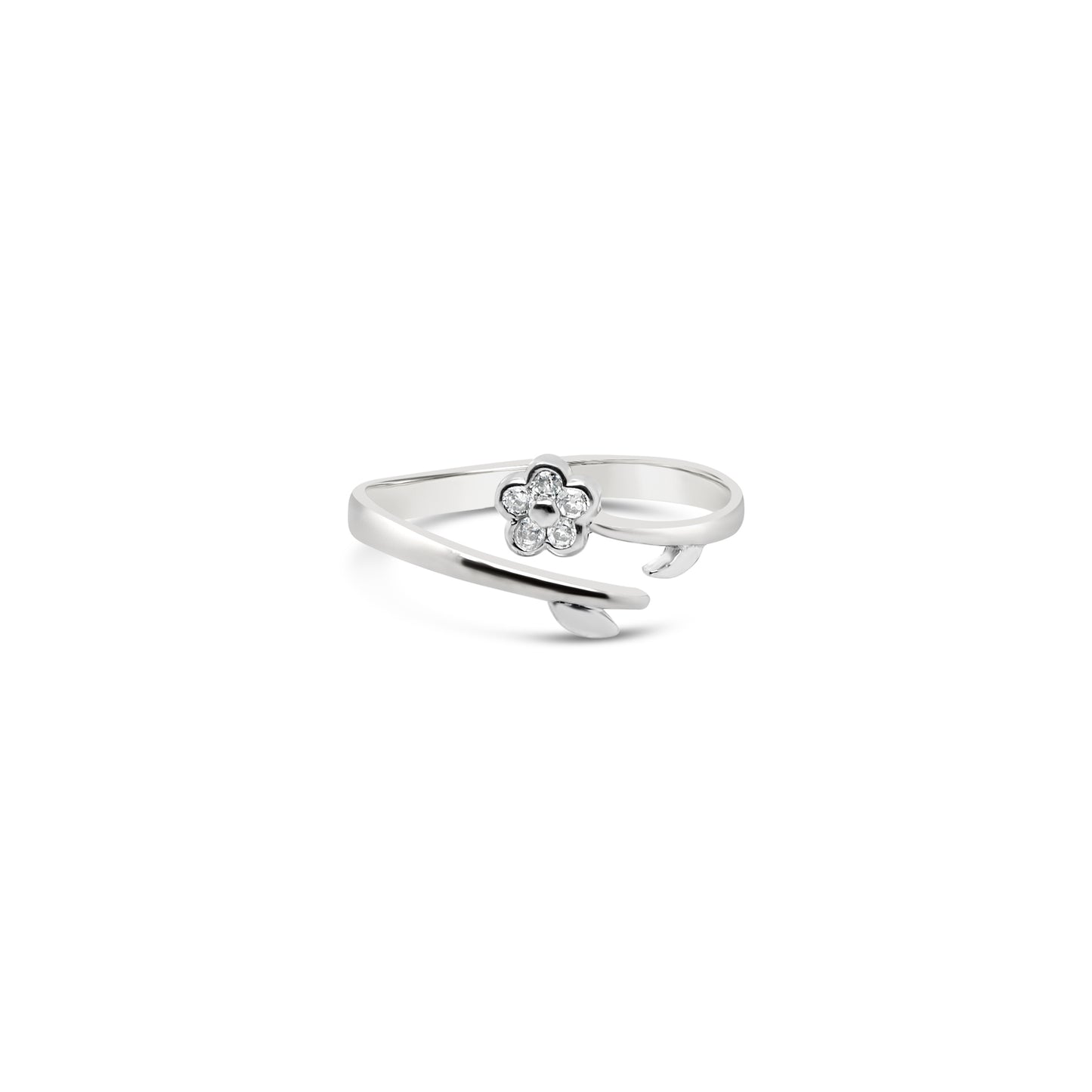 14K White Gold Floral Toe Ring