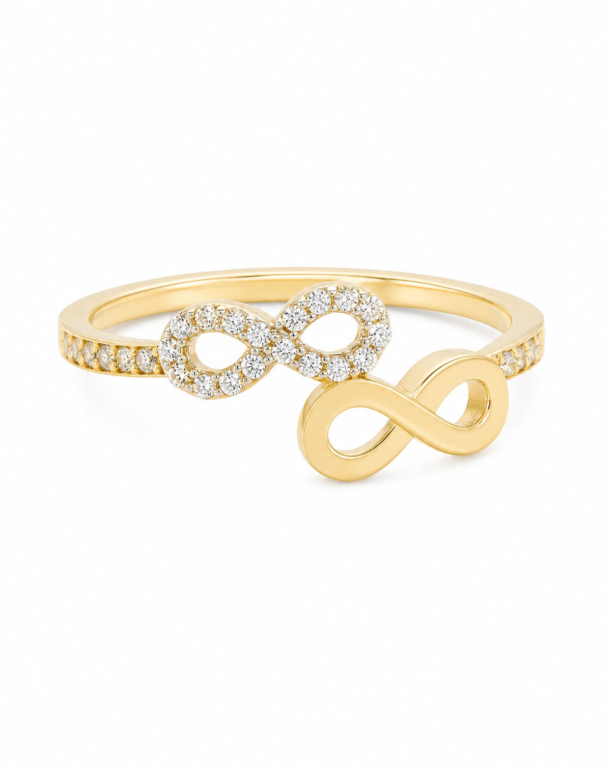 14K Yellow Gold Double Infinity CZ Ring
