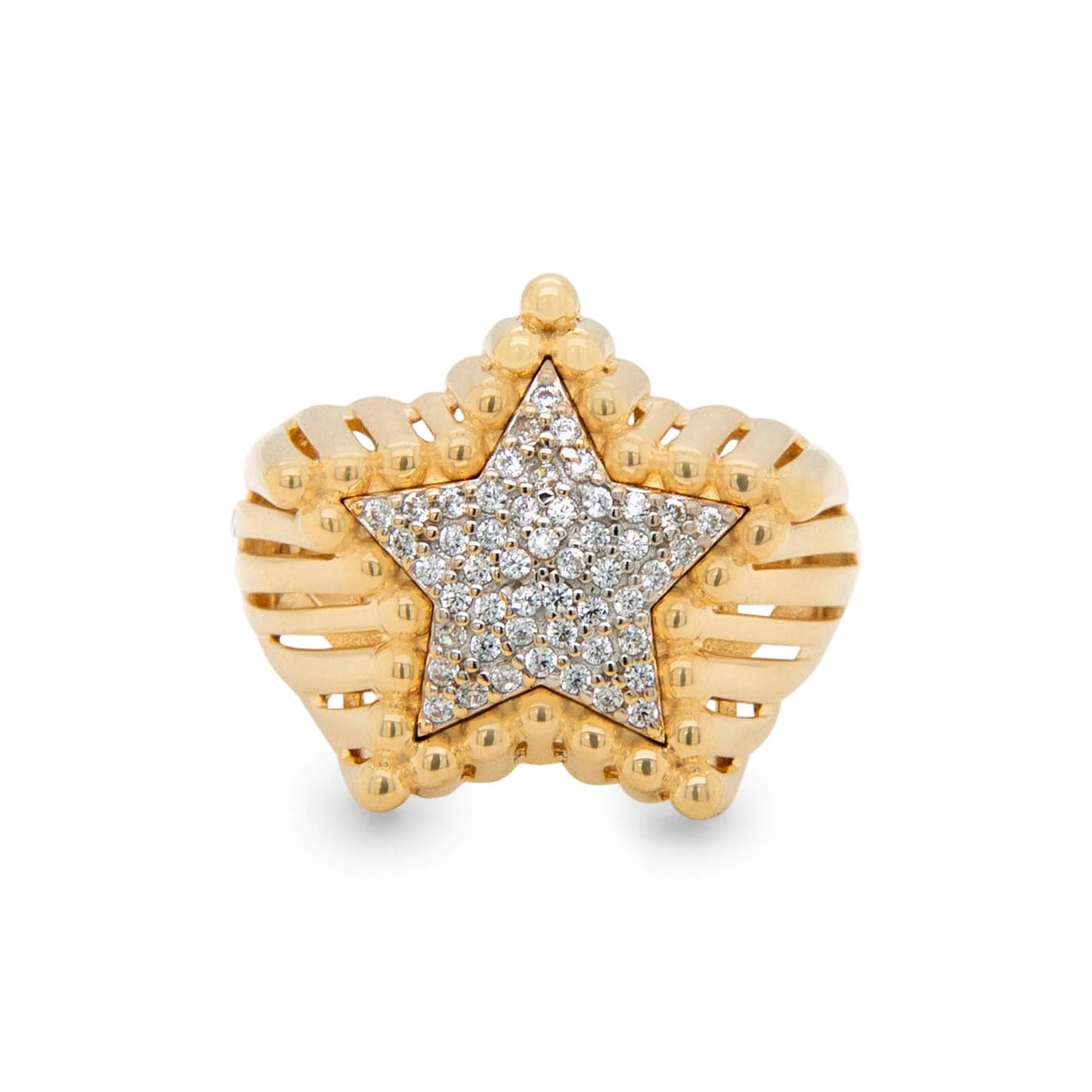 14K Yellow Gold Star Ring 4.1g