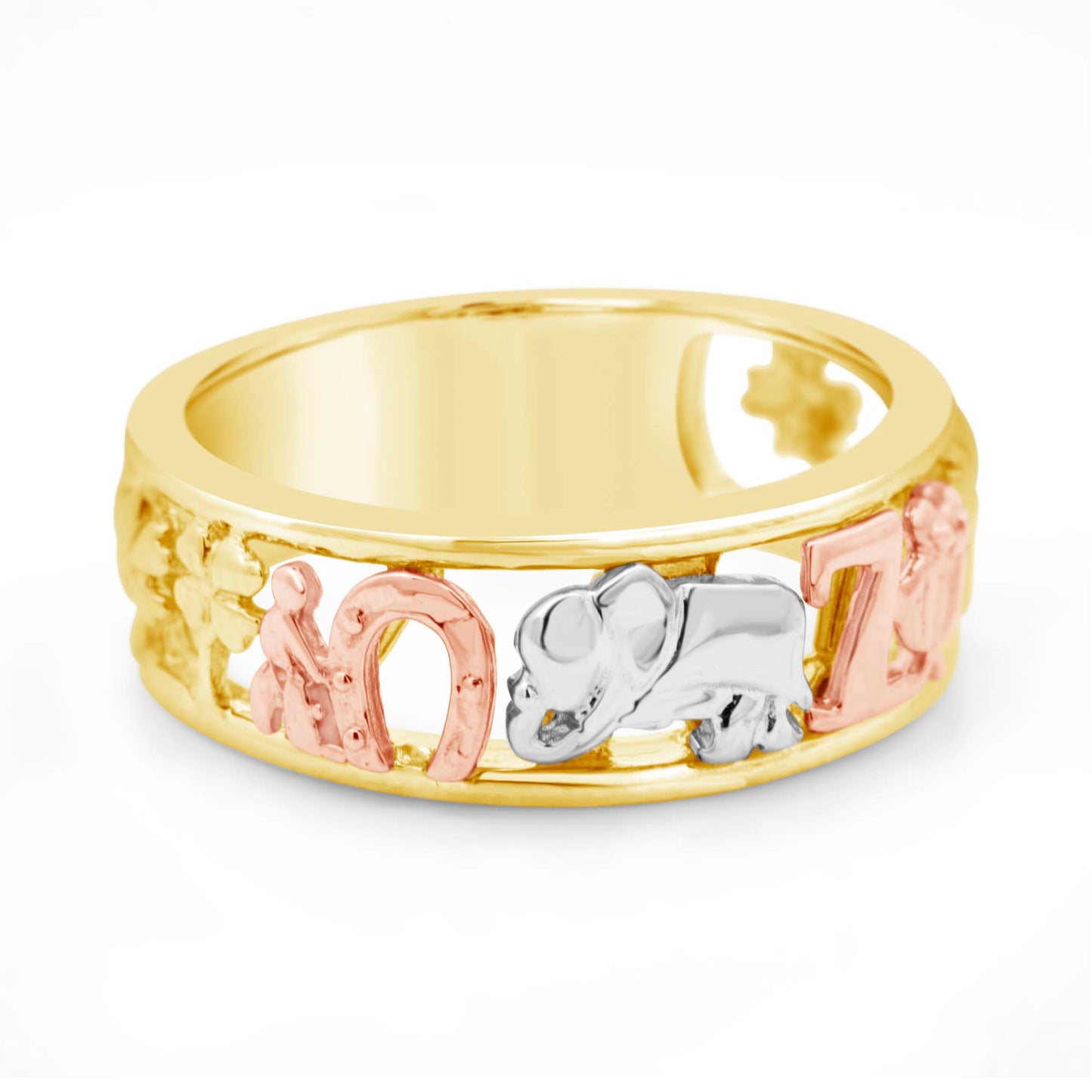 14K Tri-Color Lucky Charm Ring