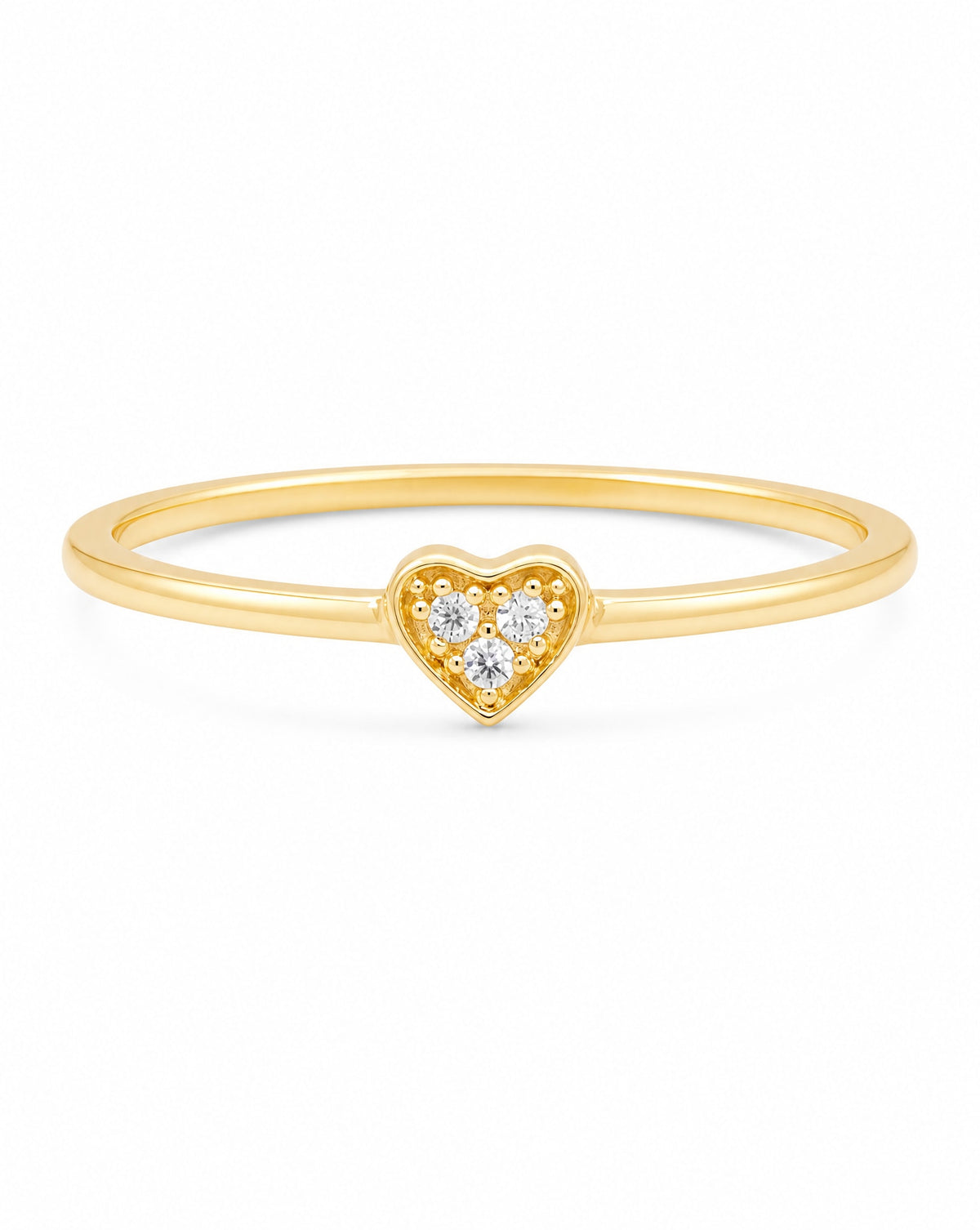 14K Yellow Gold Mini Heart CZ Ring
