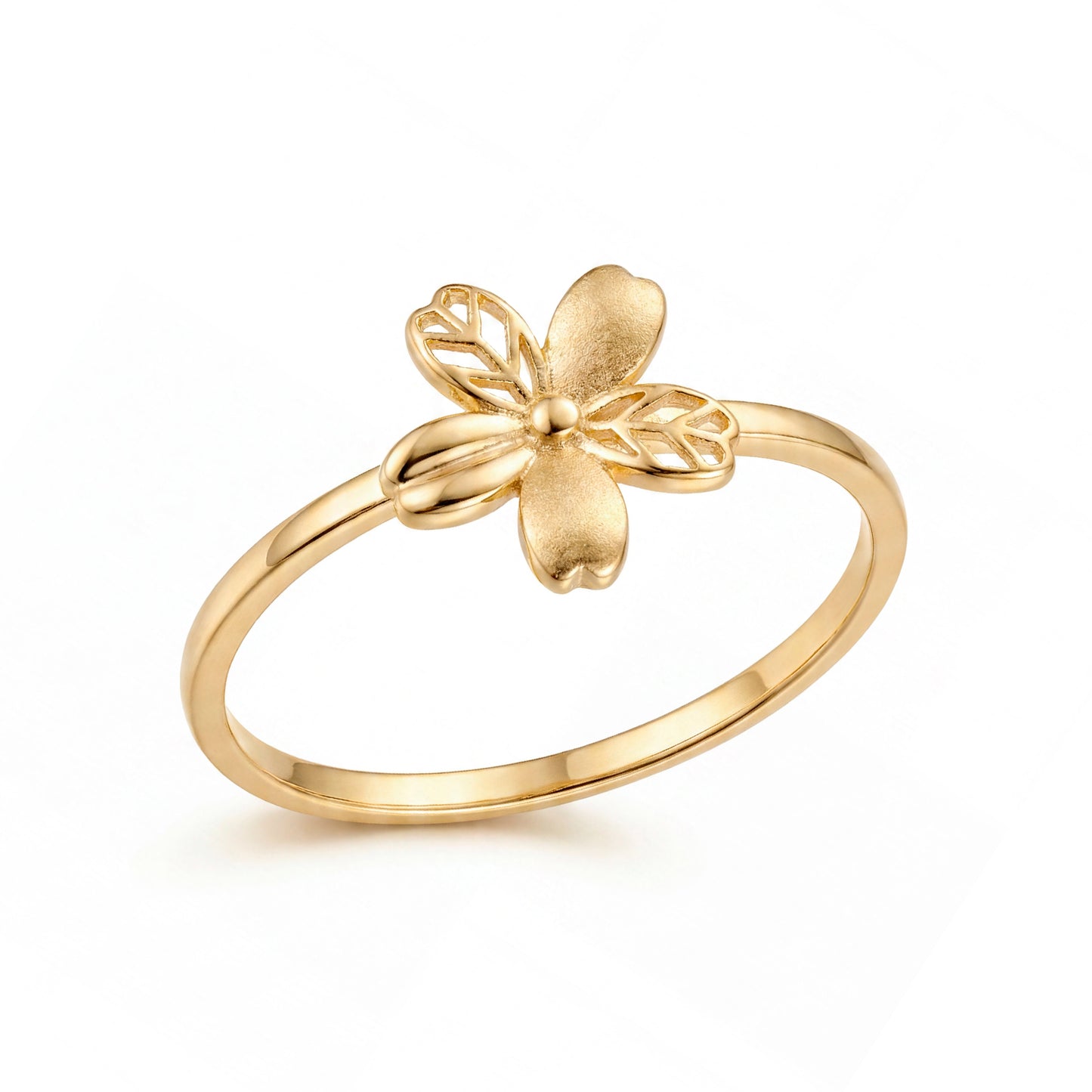 14K Yellow Gold Daisy Flower Ring