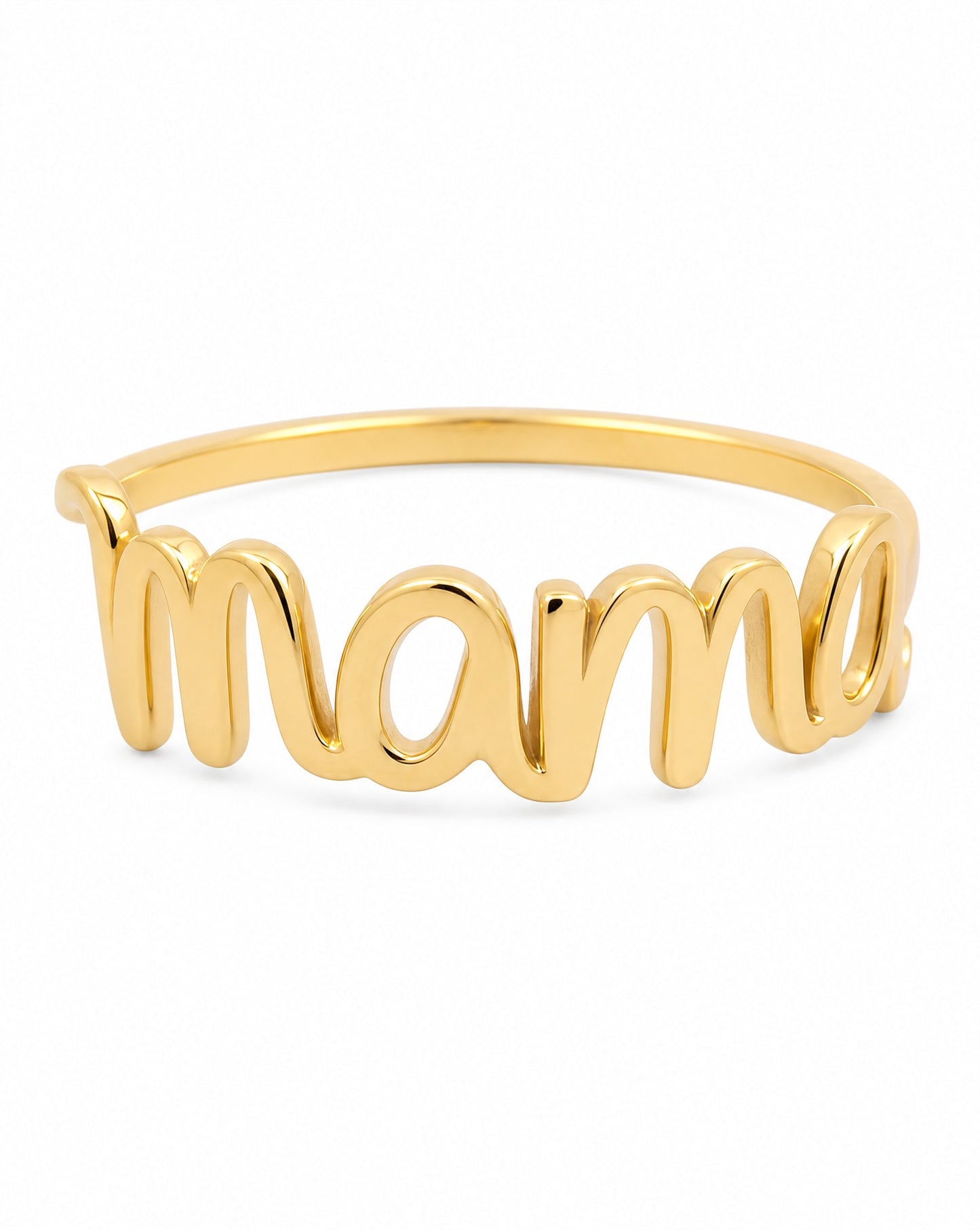 14K Yellow Gold Cursive "Mama" Ring