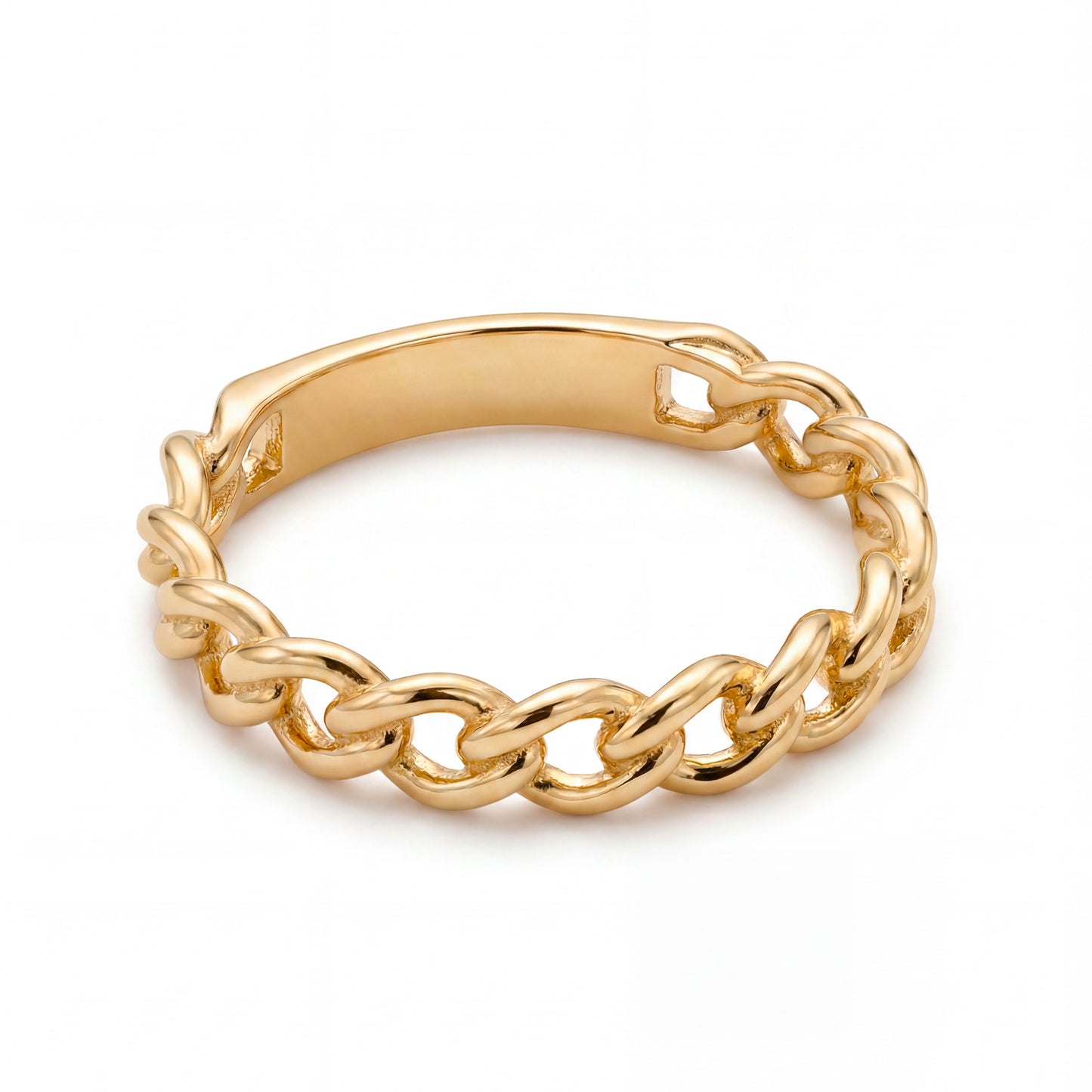 14K Yellow Gold Curb Chain Ring - Style 1
