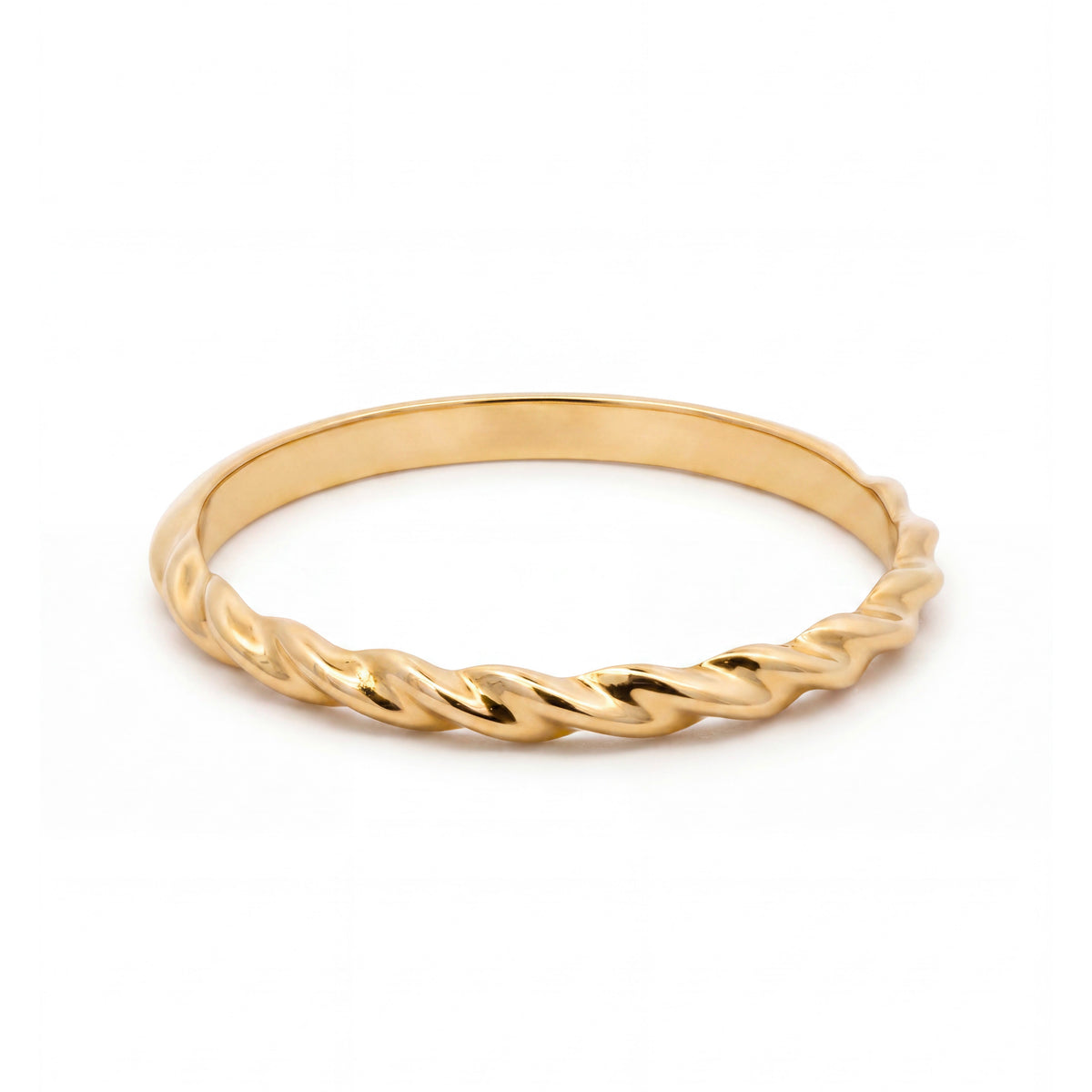 14K Yellow Gold Dainty Twisted Band