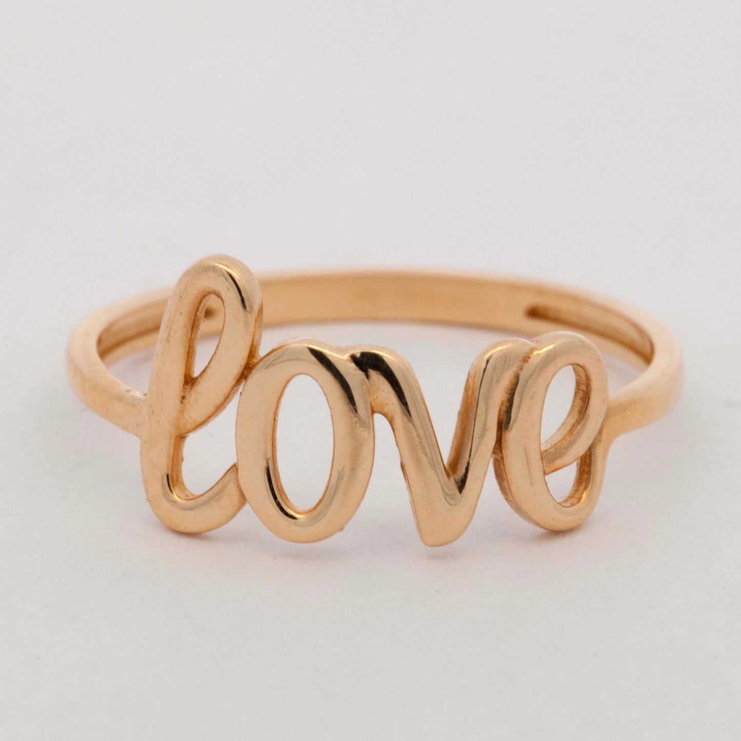 14k Yellow Gold Cursive "Love" Ring