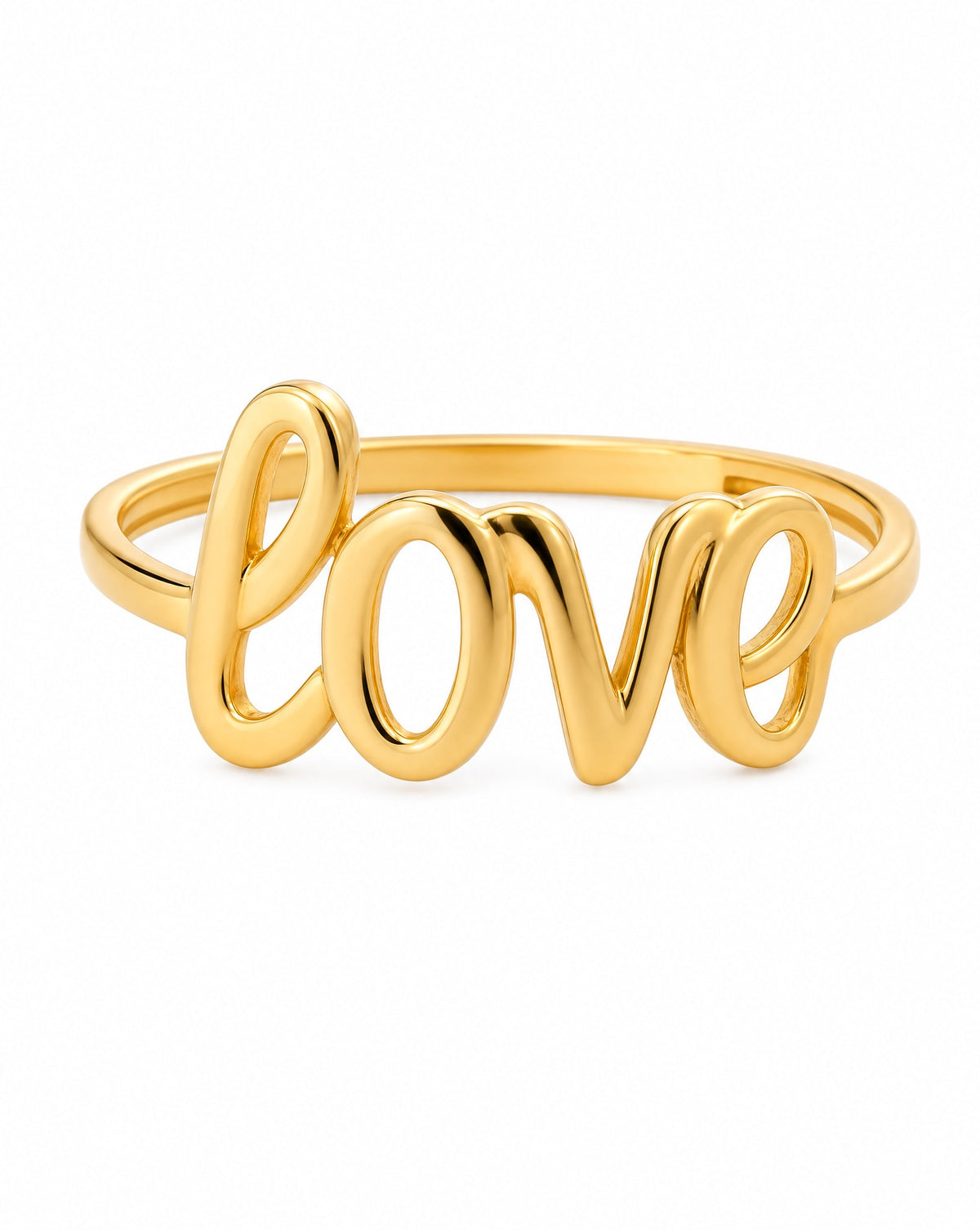 14k Yellow Gold Cursive "Love" Ring