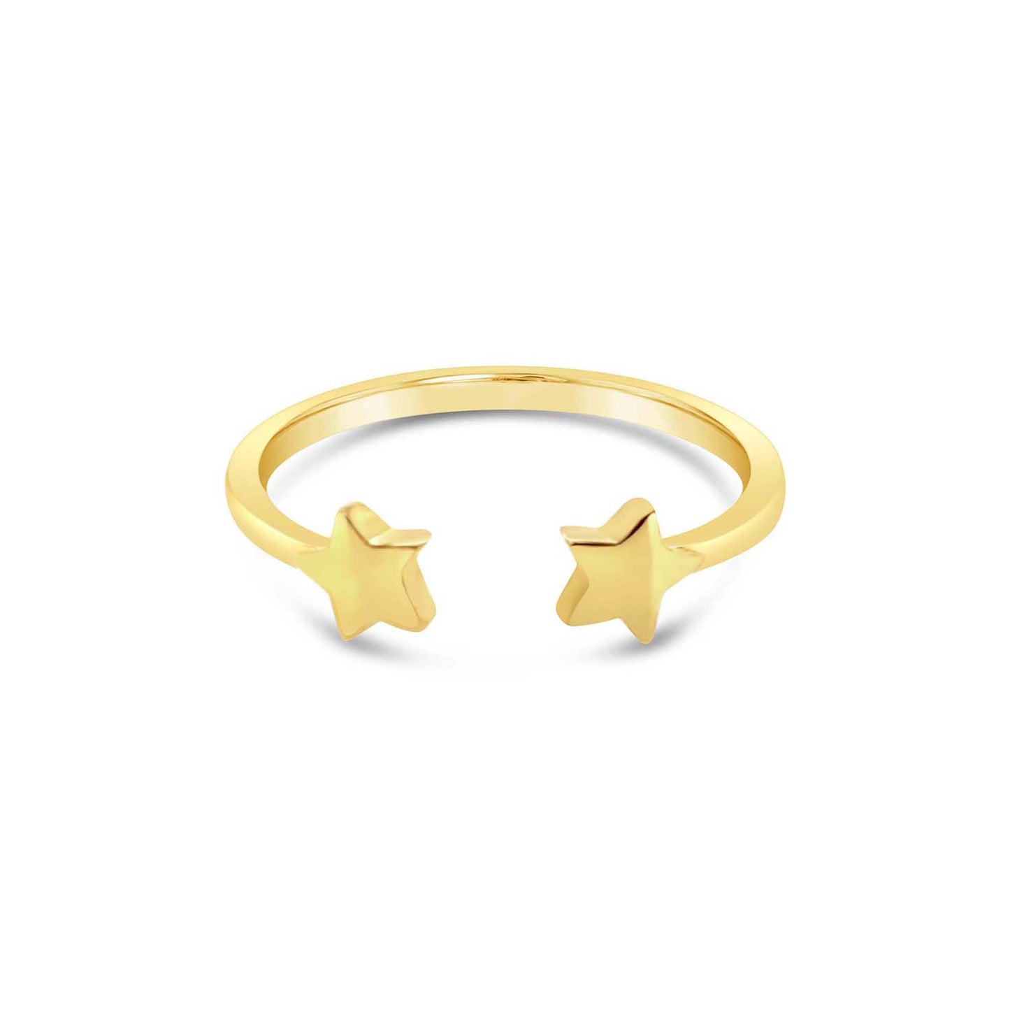 14k Yellow Gold Double Star Open Ring