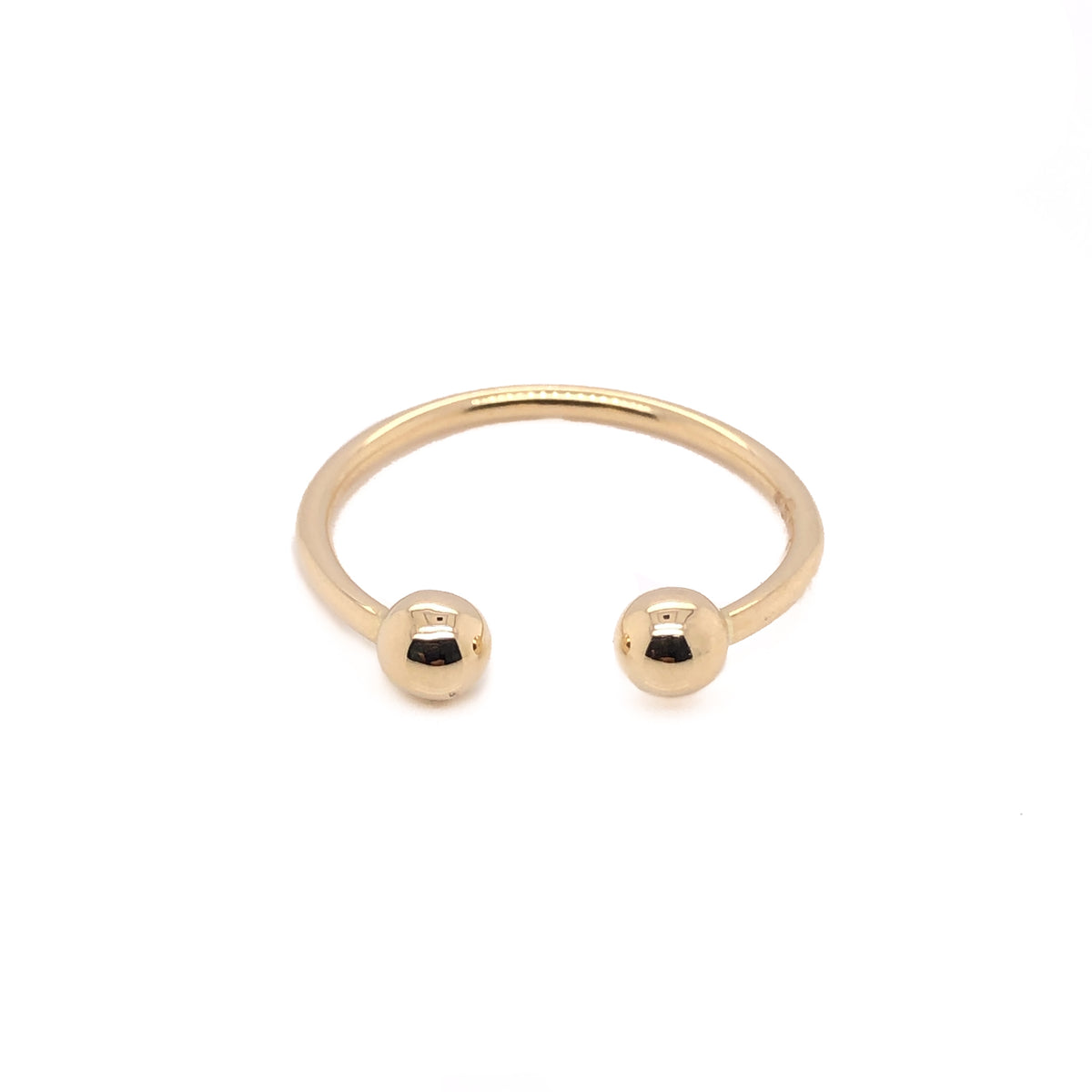 14K Yellow Gold Double Ball Open Ring
