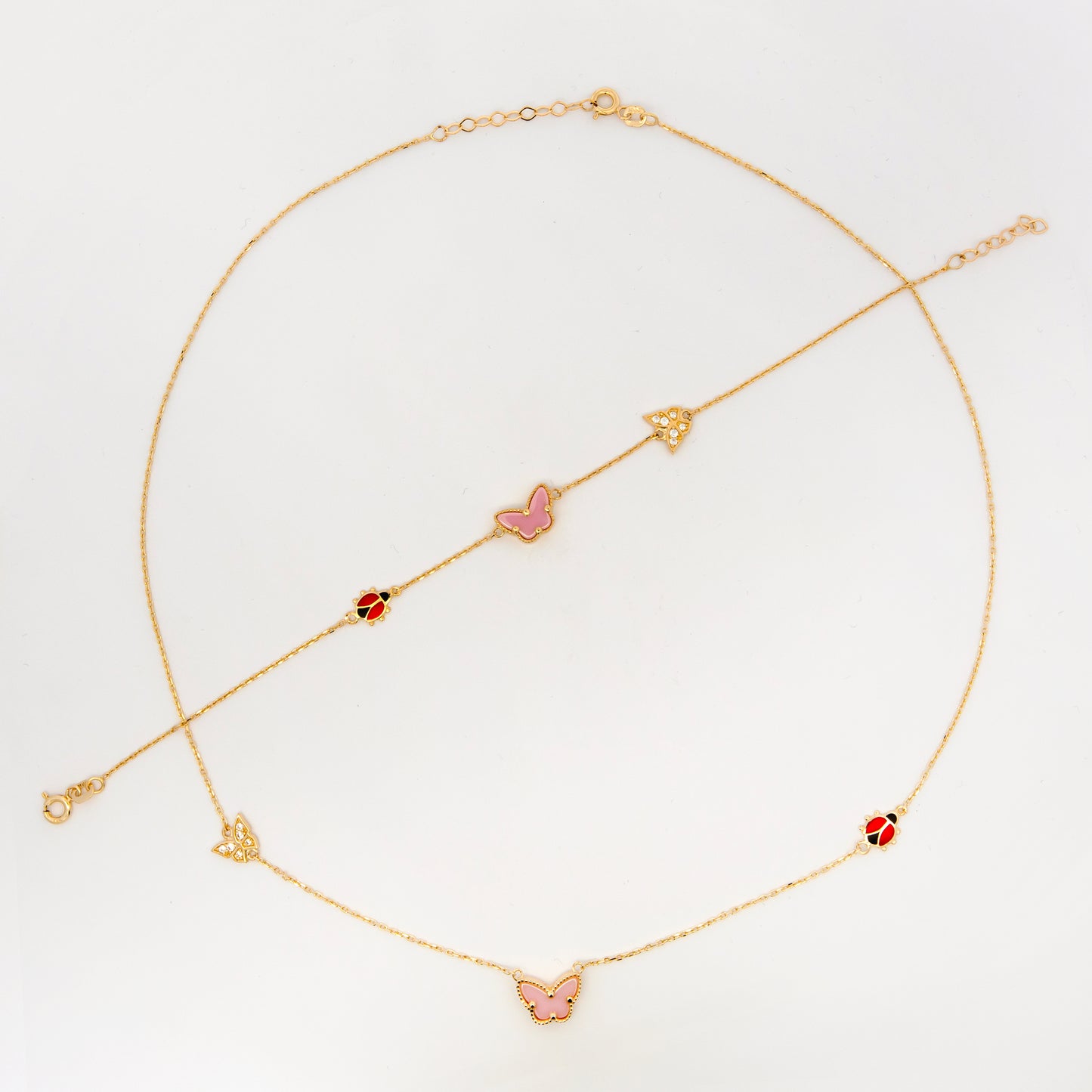 14k Yellow Gold Butterfly & Ladybug Set