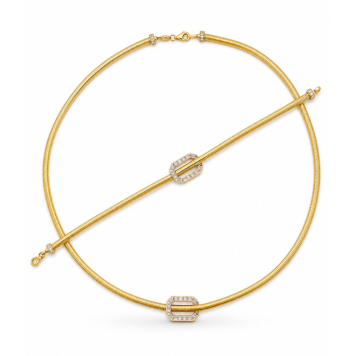 14k Two-Tones Open Rectangle Set