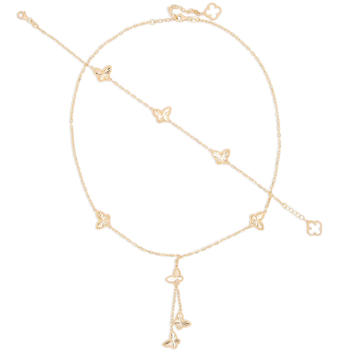 14K Yellow Gold Diamond Cut Butterfly Station Set