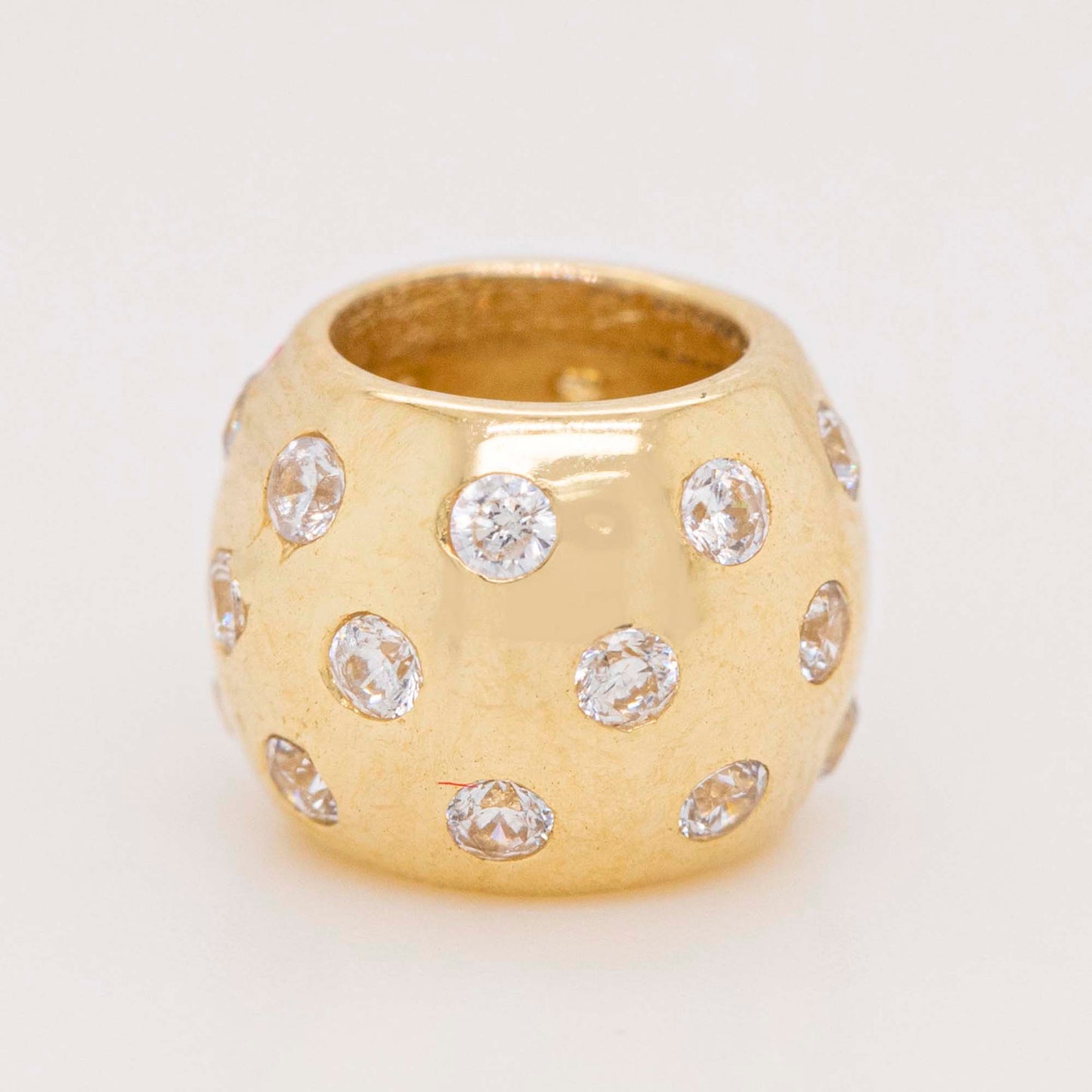 14K Yellow Gold Domed CZ Polka Dot Bead Slider