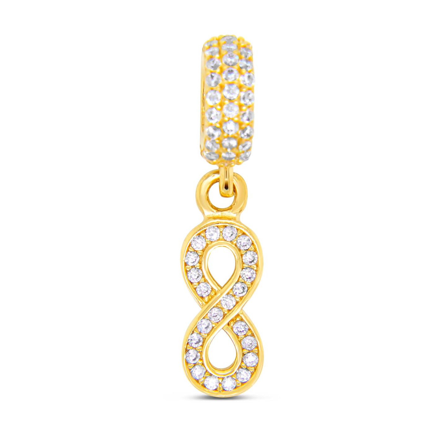 14K Yellow Gold Dangling CZ Infinity Charm