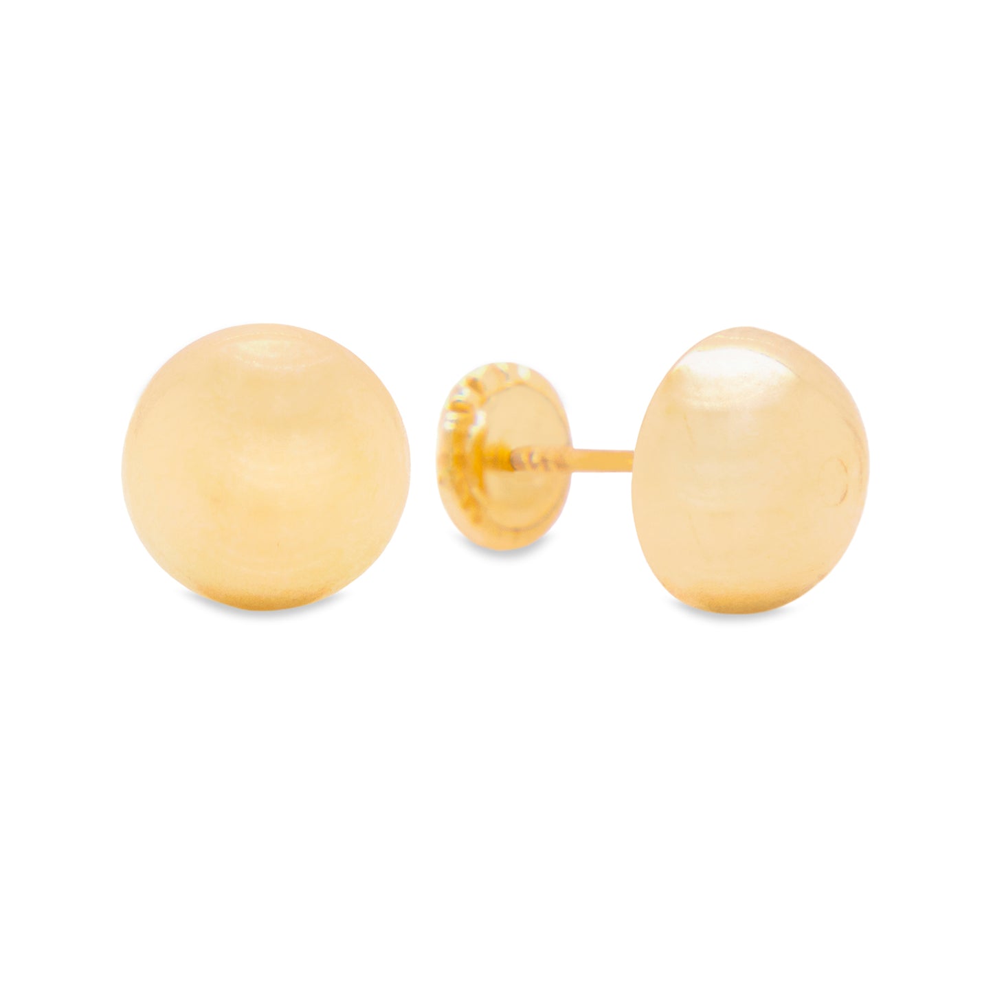 14K Yellow Gold 6MM Half Ball Stud Screwback Earrings