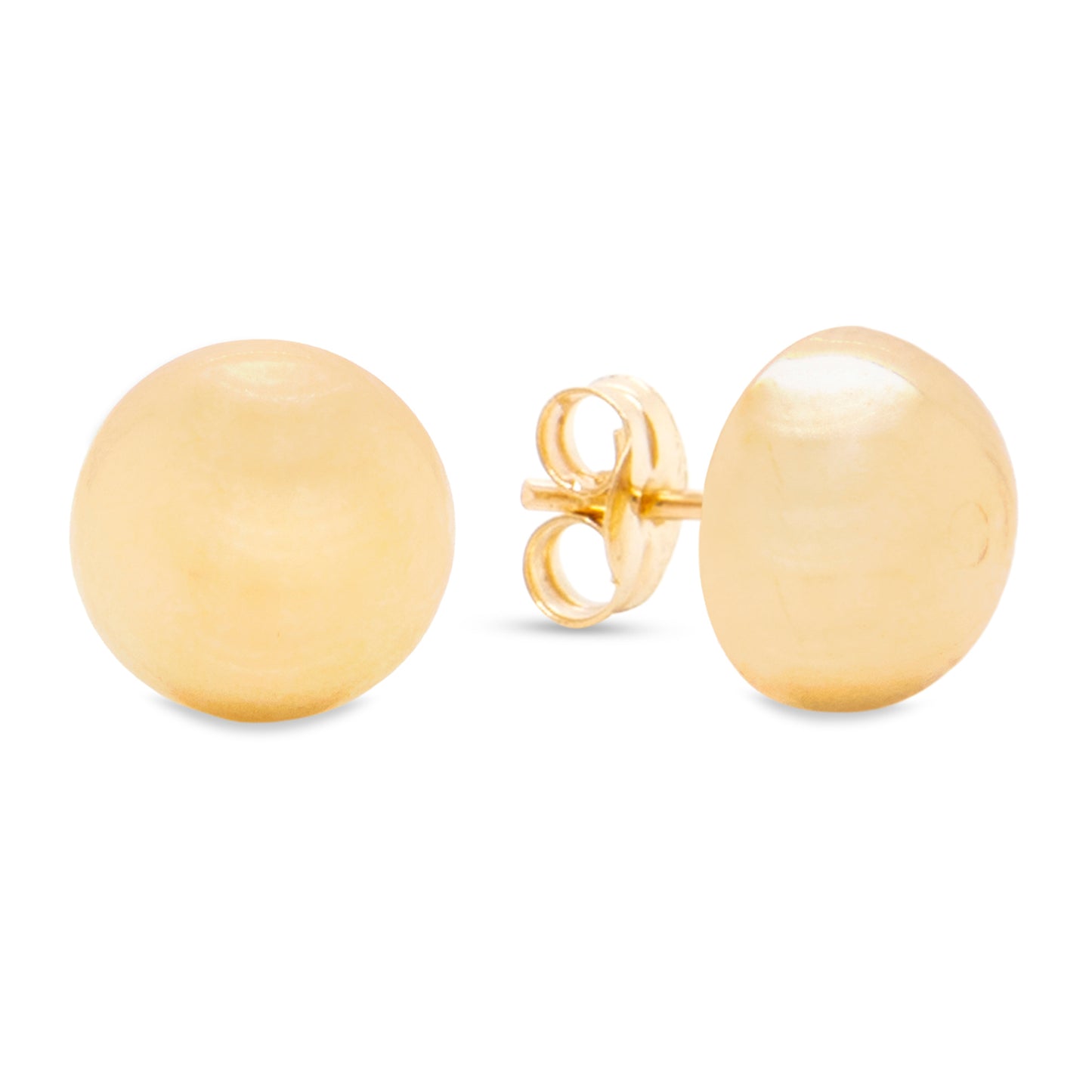 14K Yellow Gold 9MM Half Ball Stud Pushback Earrings
