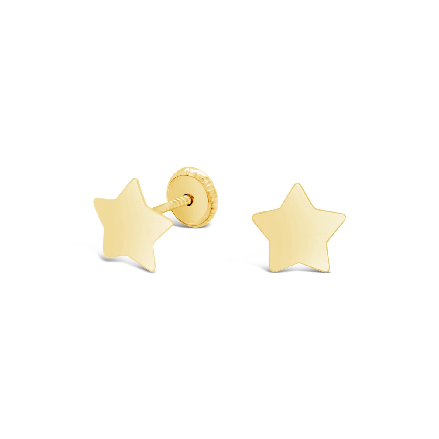 14K Yellow Gold Star Screwback Earrings