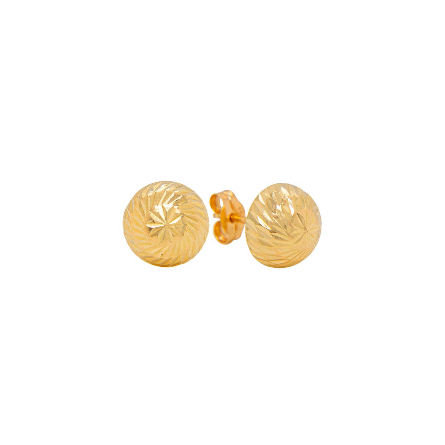 14K Yellow Gold 6MM Textured Ball Stud Pushback Earrings