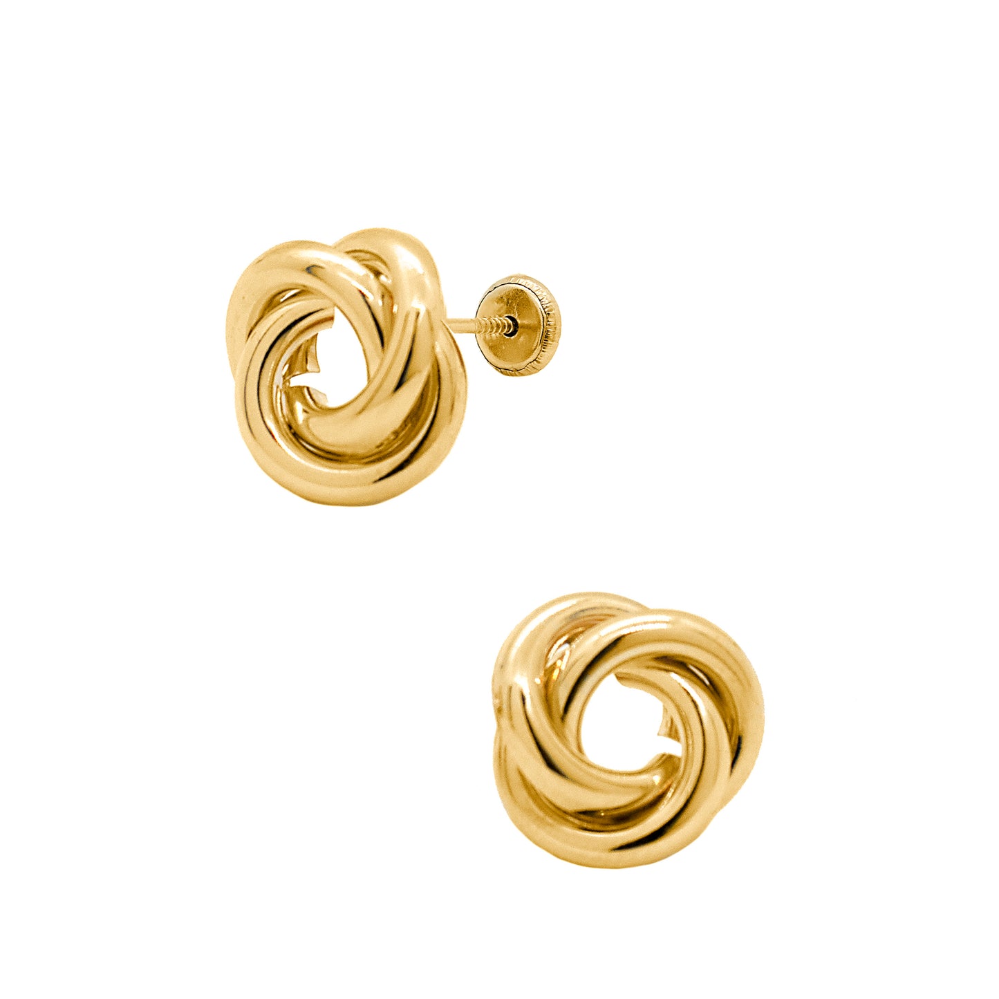 14K Yellow Gold Large Classic Knot Screwback Earrings