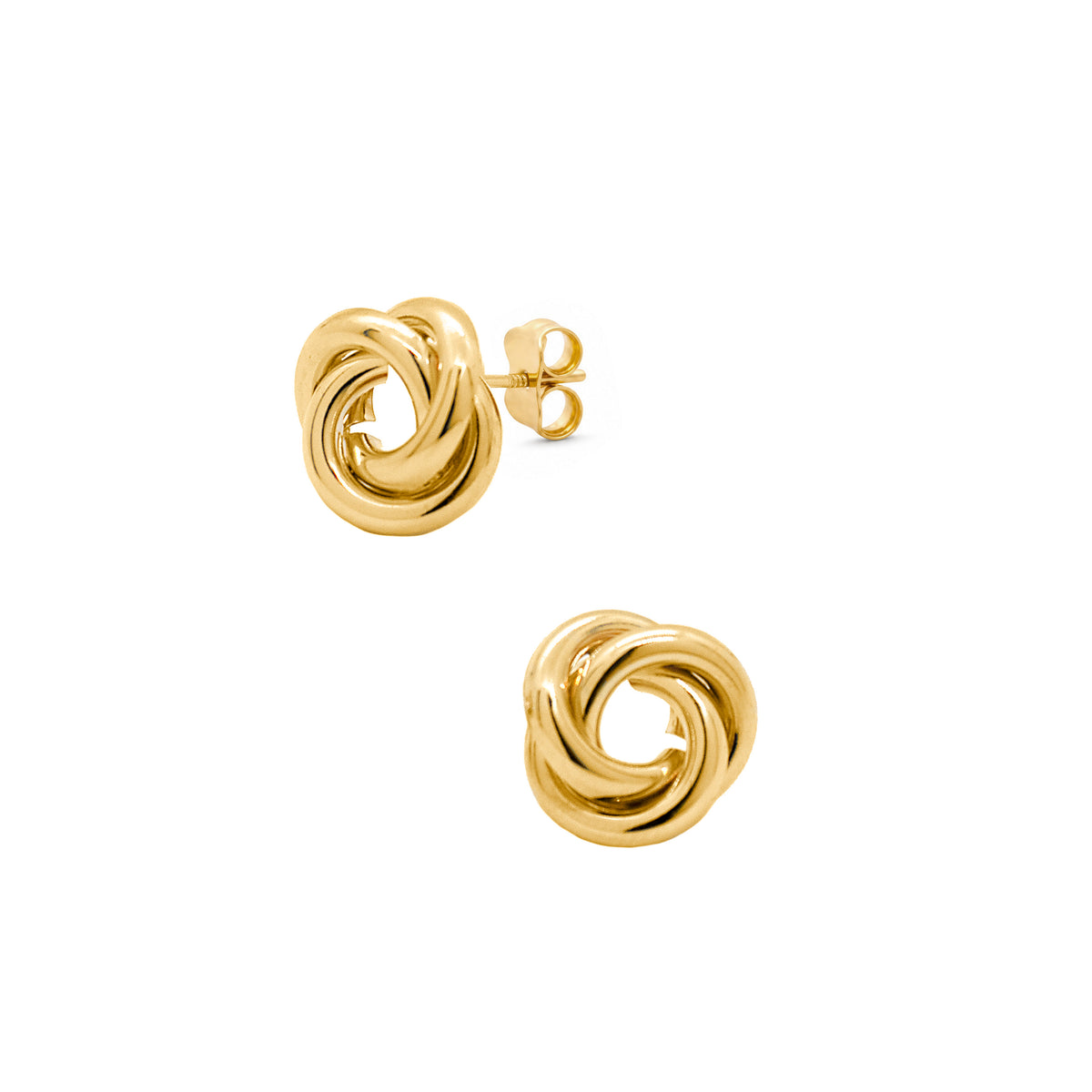 14K Yellow Gold Small Classic Knot Pushback Earrings