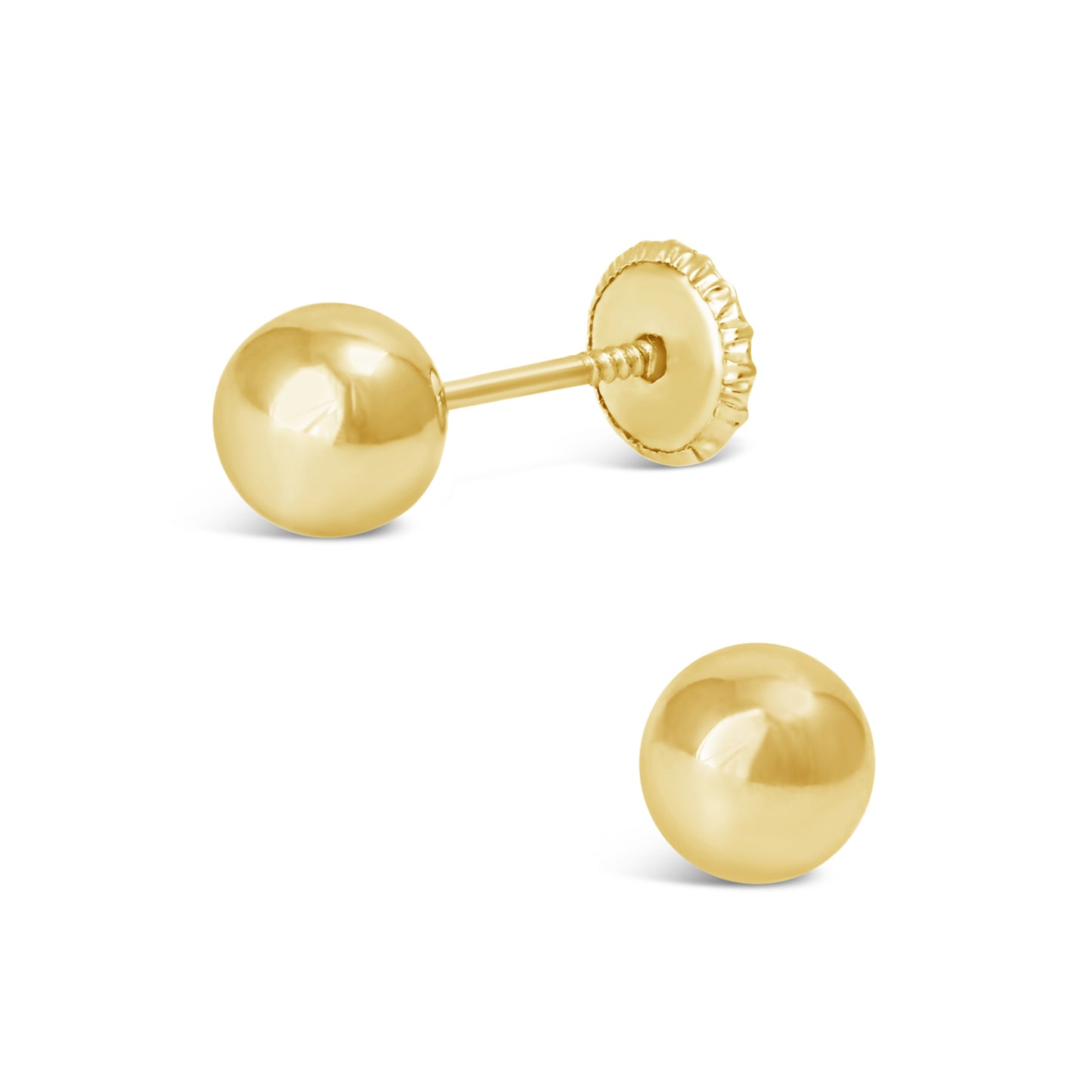 14K Yellow Gold 7MM Polished Ball Stud Screwback Earrings