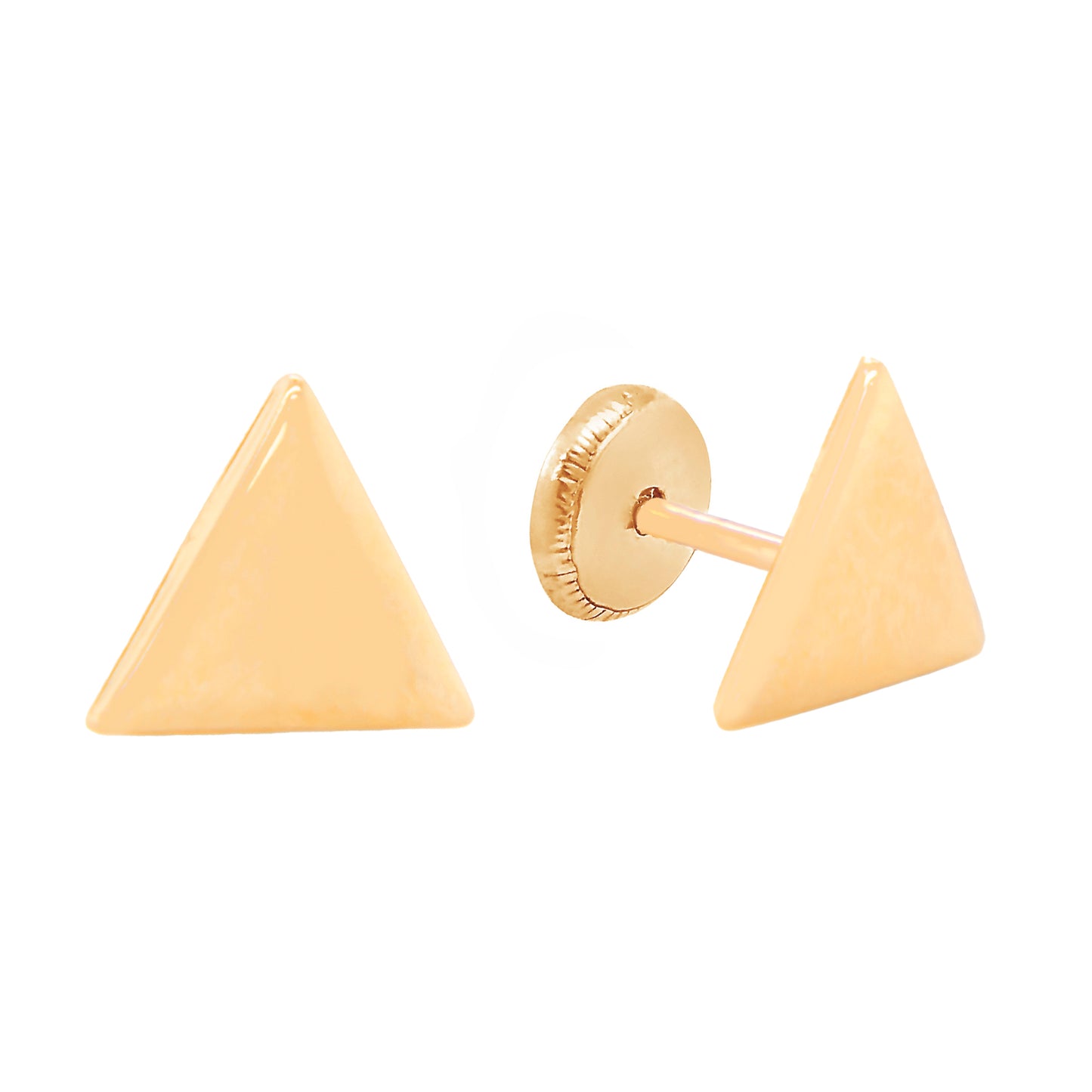 14K Yellow Gold Medium Triangle Screwback Earrings