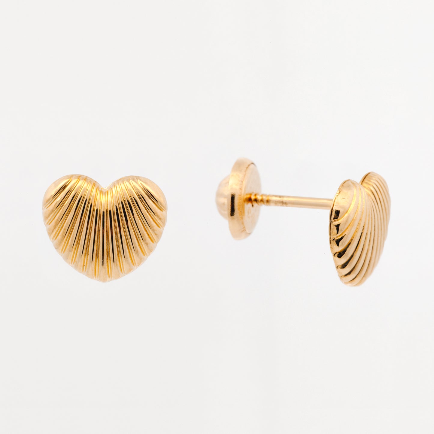 14K Yellow Gold Medium Filled Puff Heart Screwback Earring