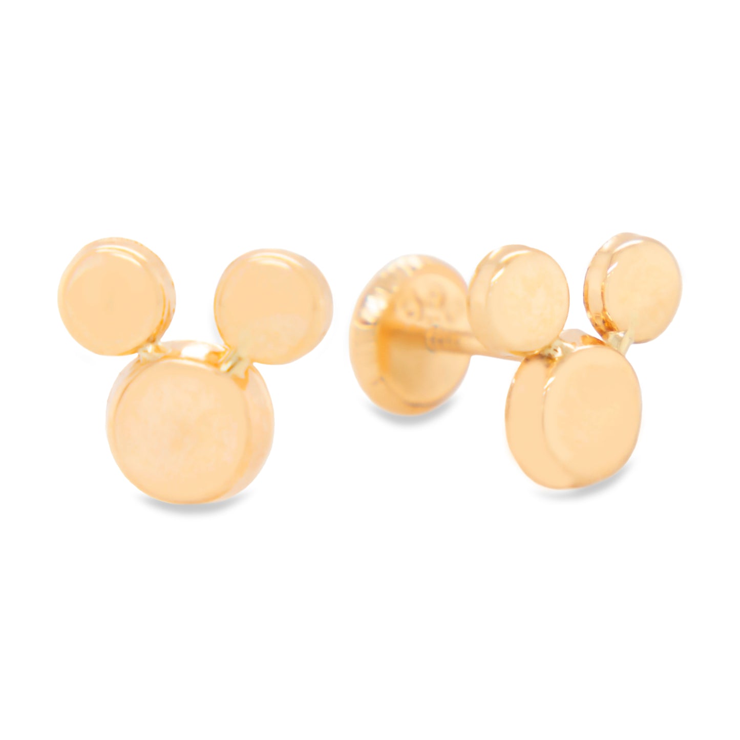 14K Yellow Gold Medium Mickey Mouse Screwback Earrings